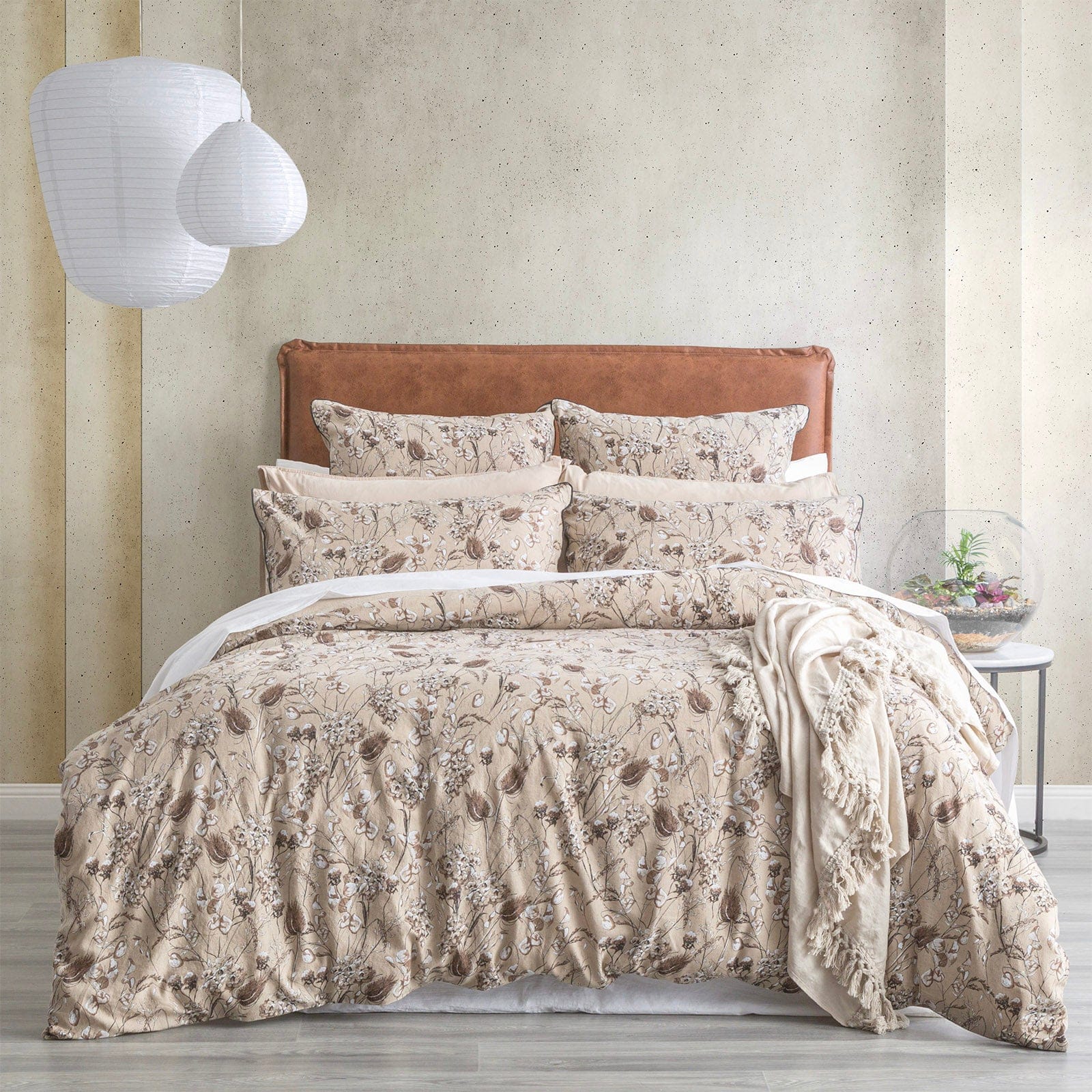 Renee Taylor Quilt Cover Cavallo French Linen Printed Quilt cover set - Bushland