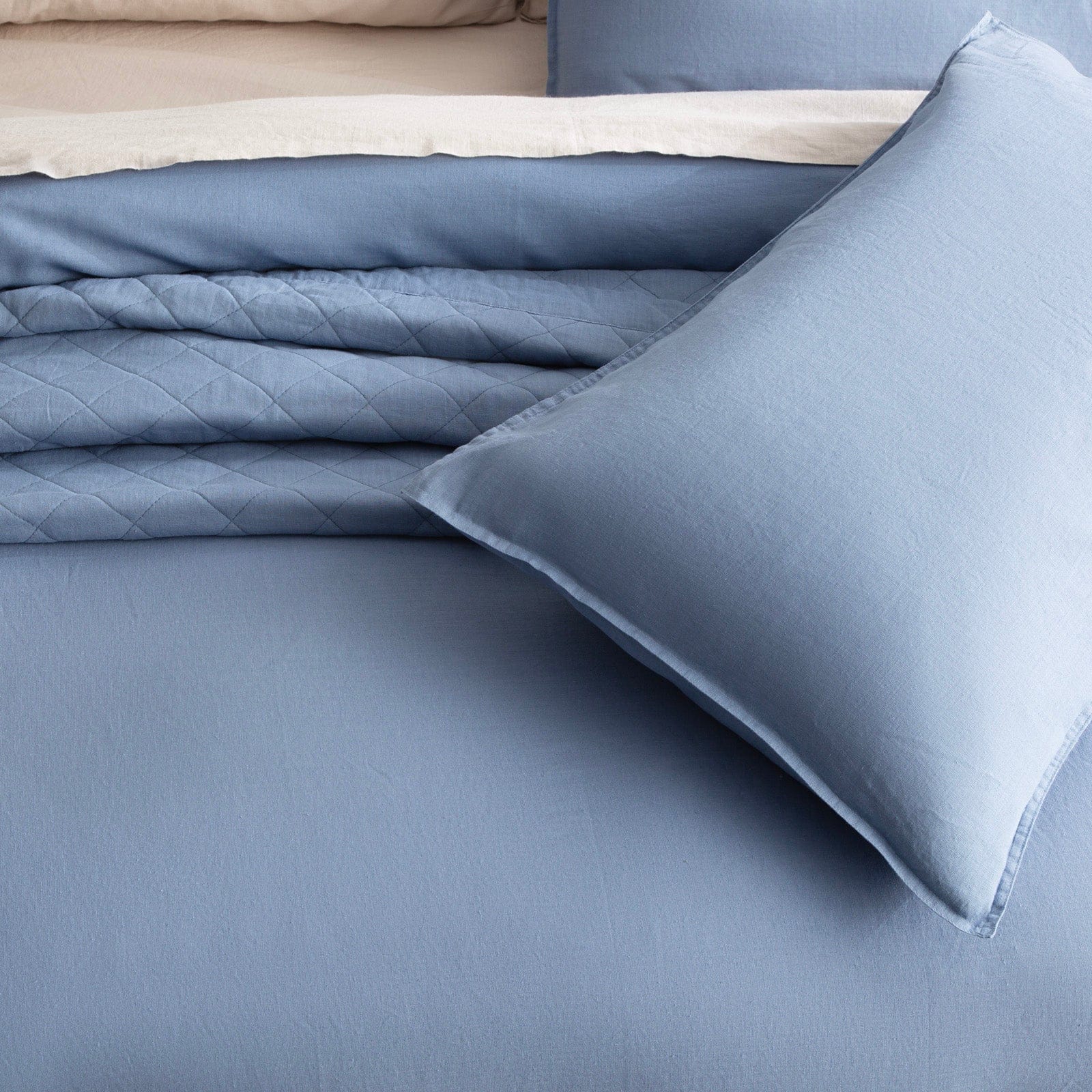 Renee Taylor Quilt Cover Cavallo Stone Washed 100% French Linen Quilt cover set - Denim