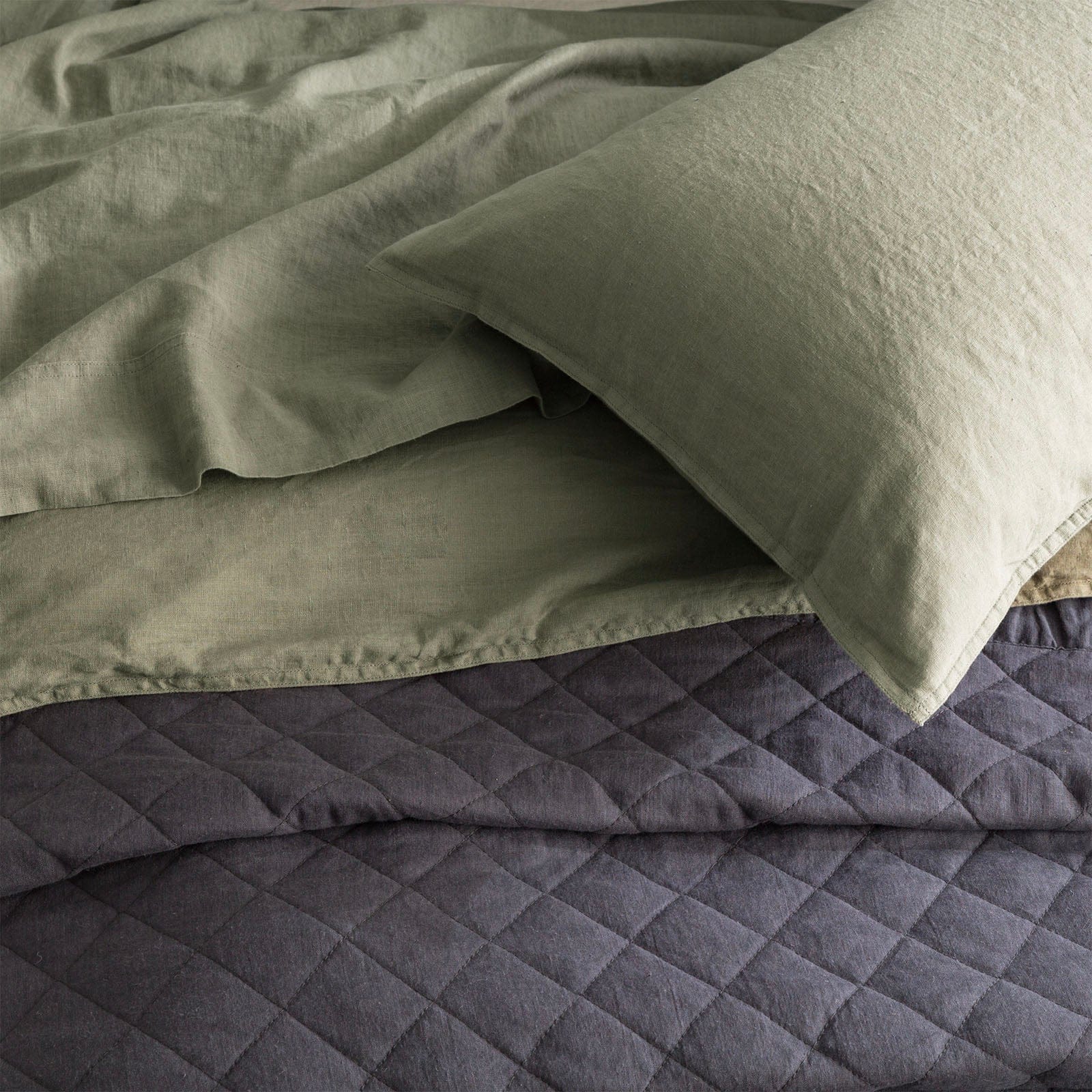 Renee Taylor Quilt Cover Cavallo Stone Washed 100% French Linen Quilt cover set - Jade