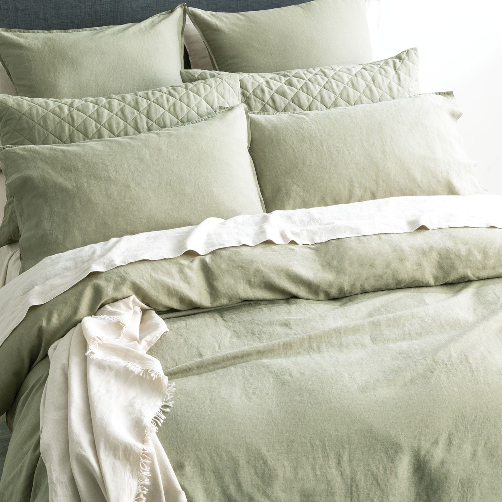 Renee Taylor Quilt Cover Cavallo Stone Washed 100% French Linen Quilt cover set - Jade