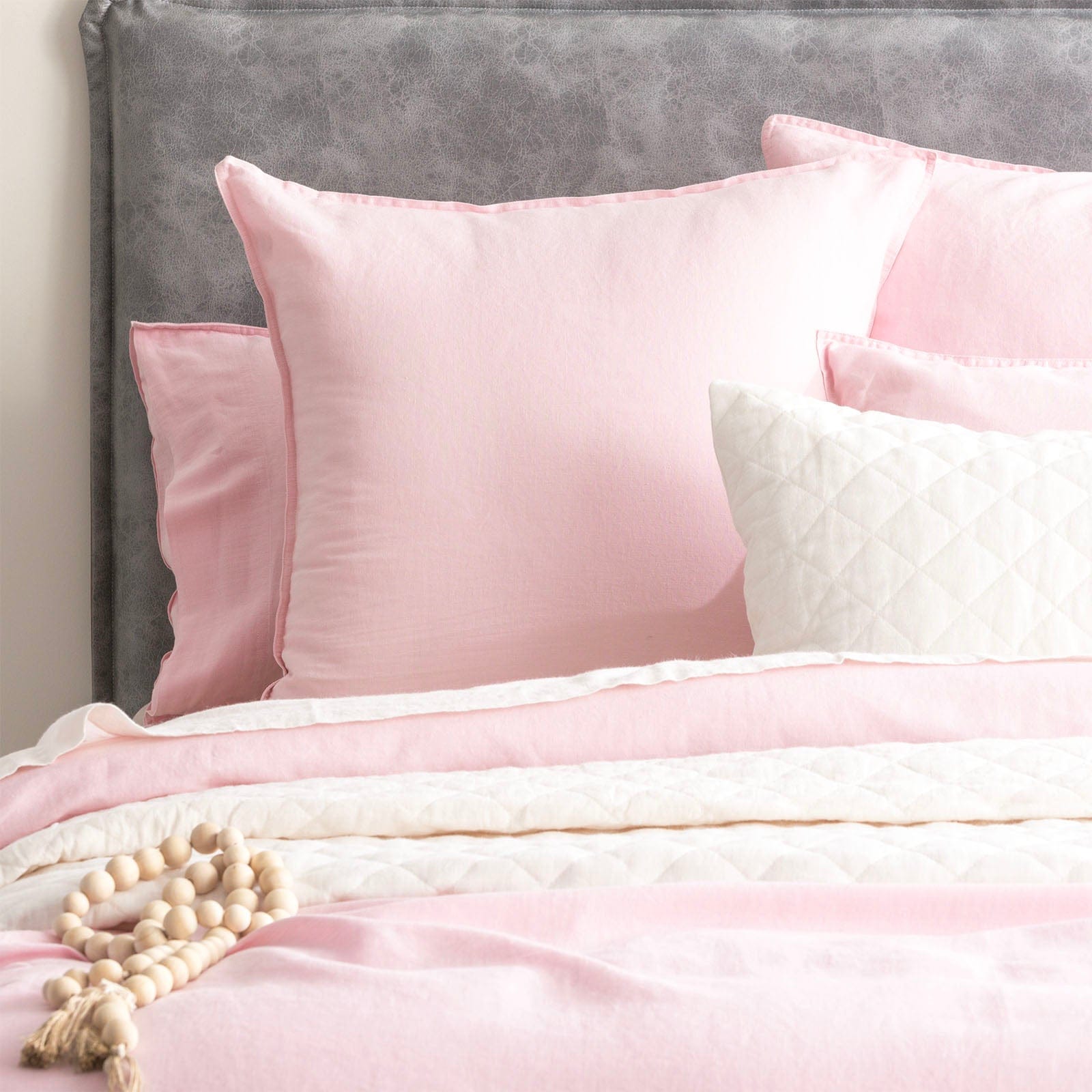 Renee Taylor Quilt Cover Cavallo Stone Washed 100% French Linen Quilt cover set - Rose