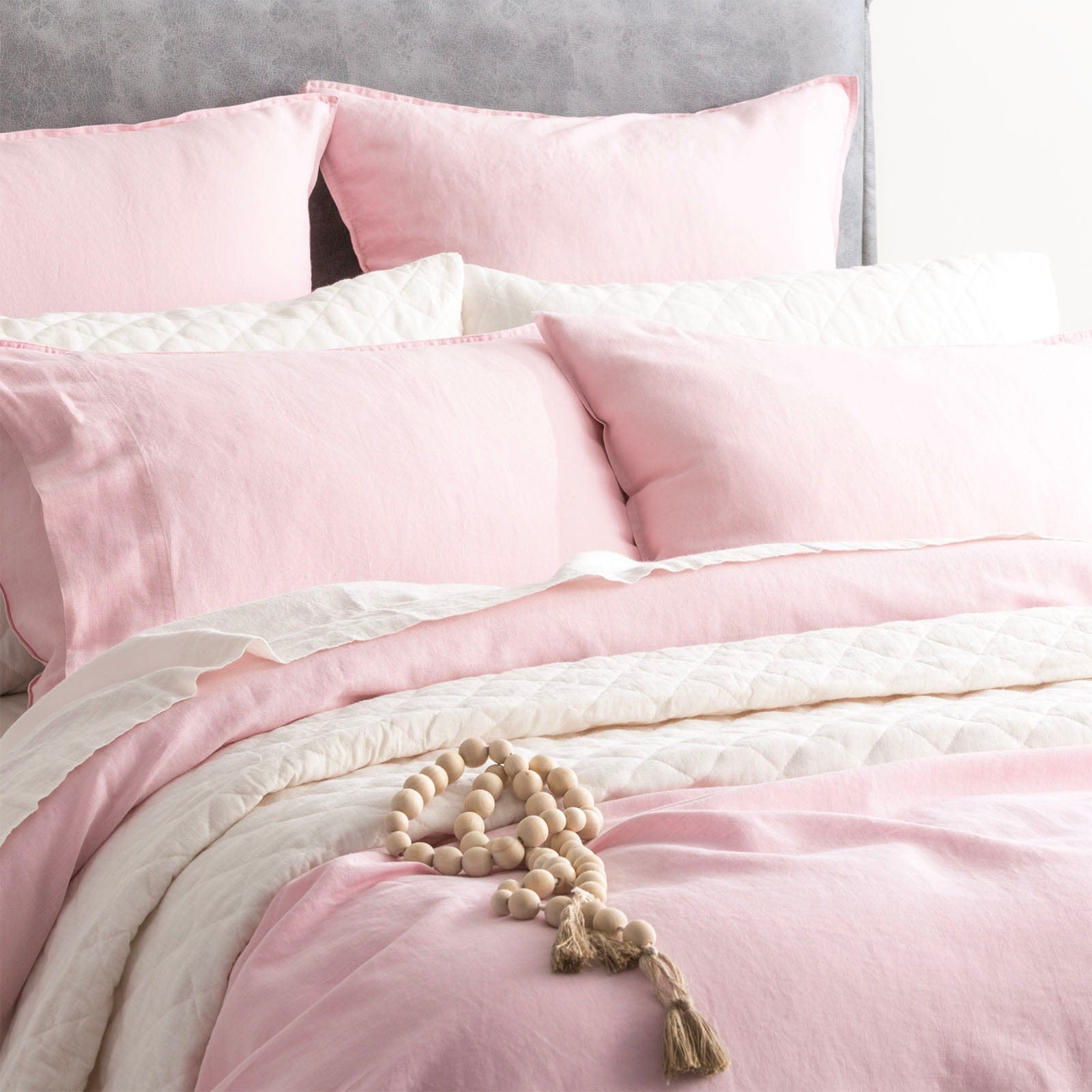 Renee Taylor Quilt Cover Cavallo Stone Washed 100% French Linen Quilt cover set - Rose