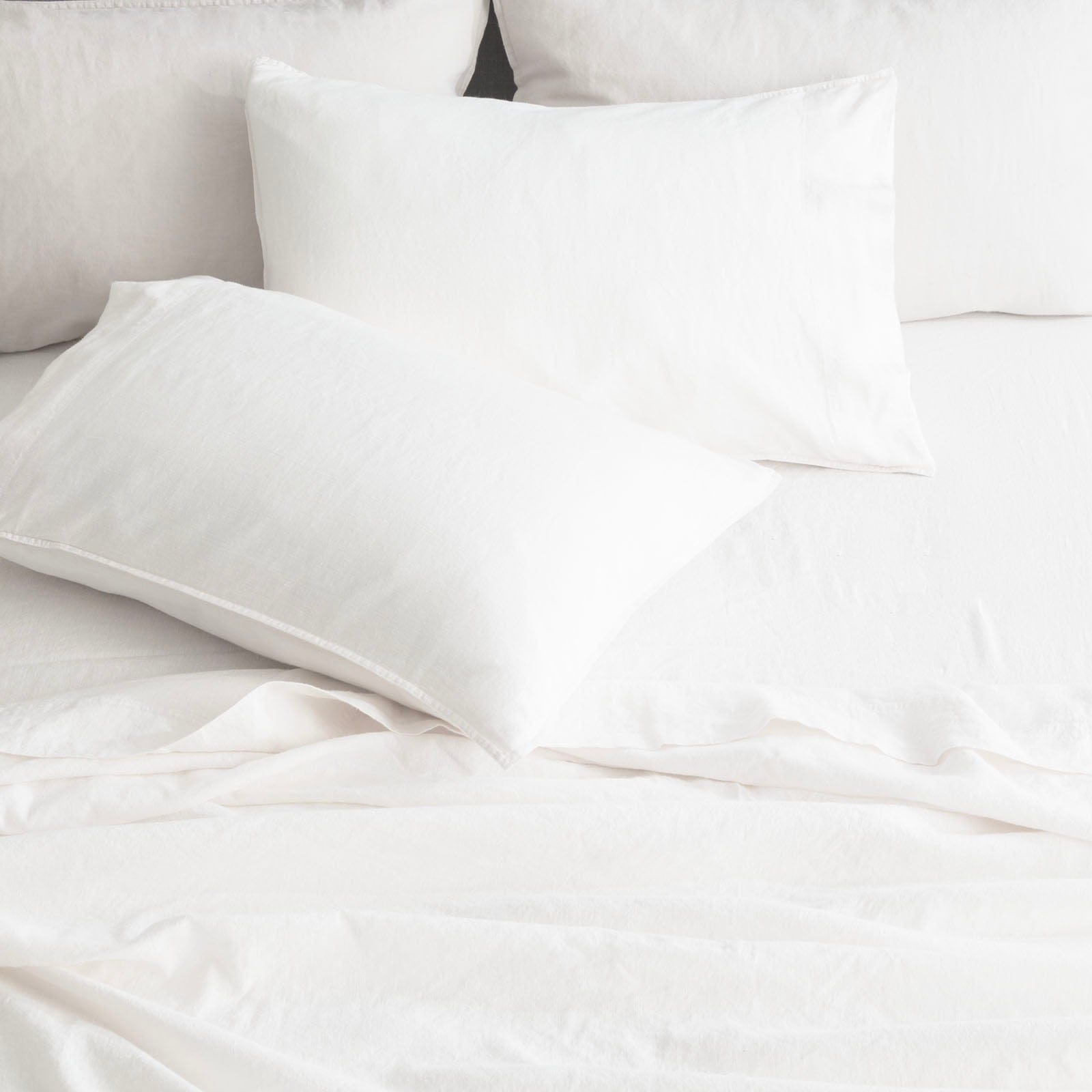 Renee Taylor Bed Sheets Cavallo Stone Washed 100 % French Linen Sheet set - White
