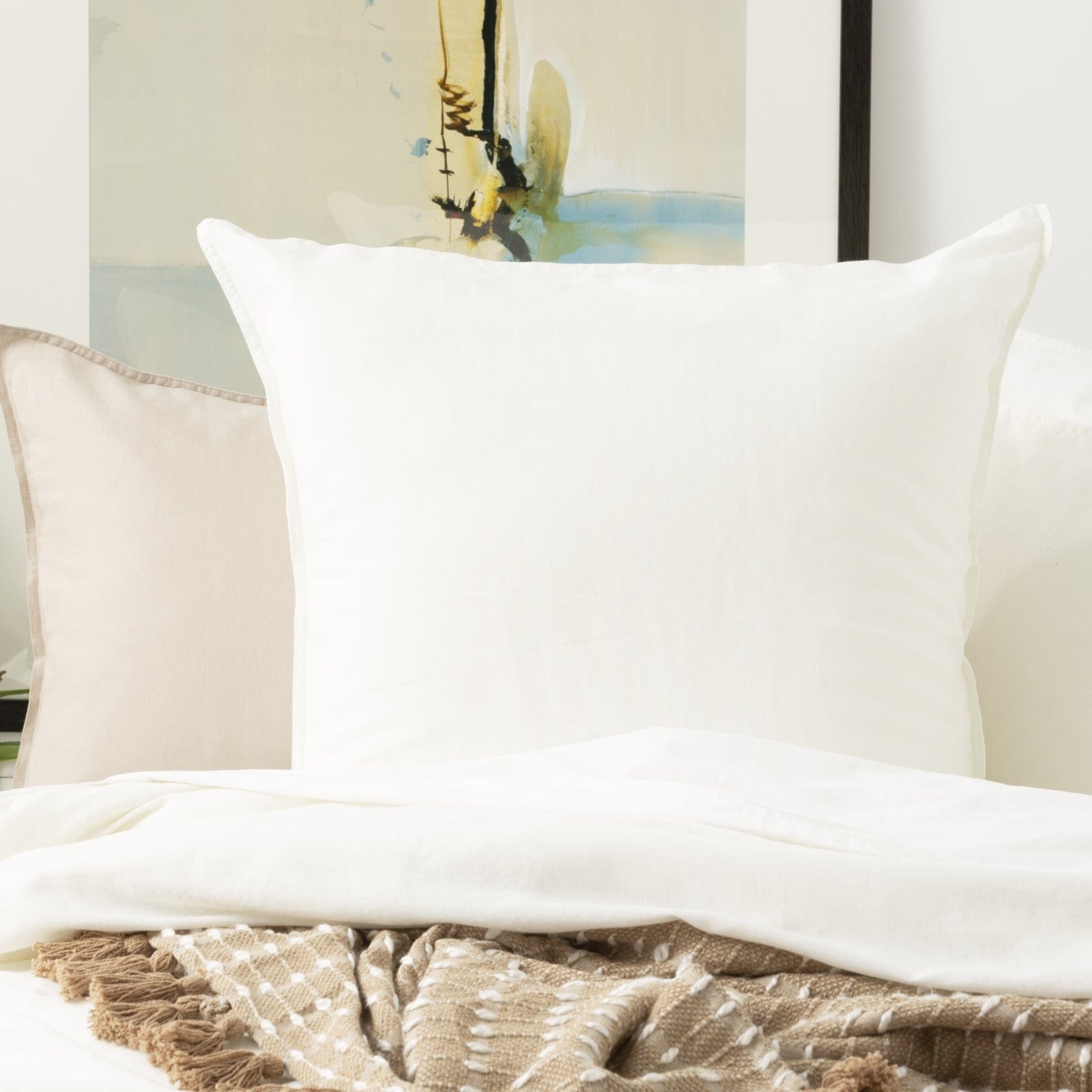 Renee Taylor Quilt Cover Cavallo Stone washed 100% Linen Quilt Cover Set - White