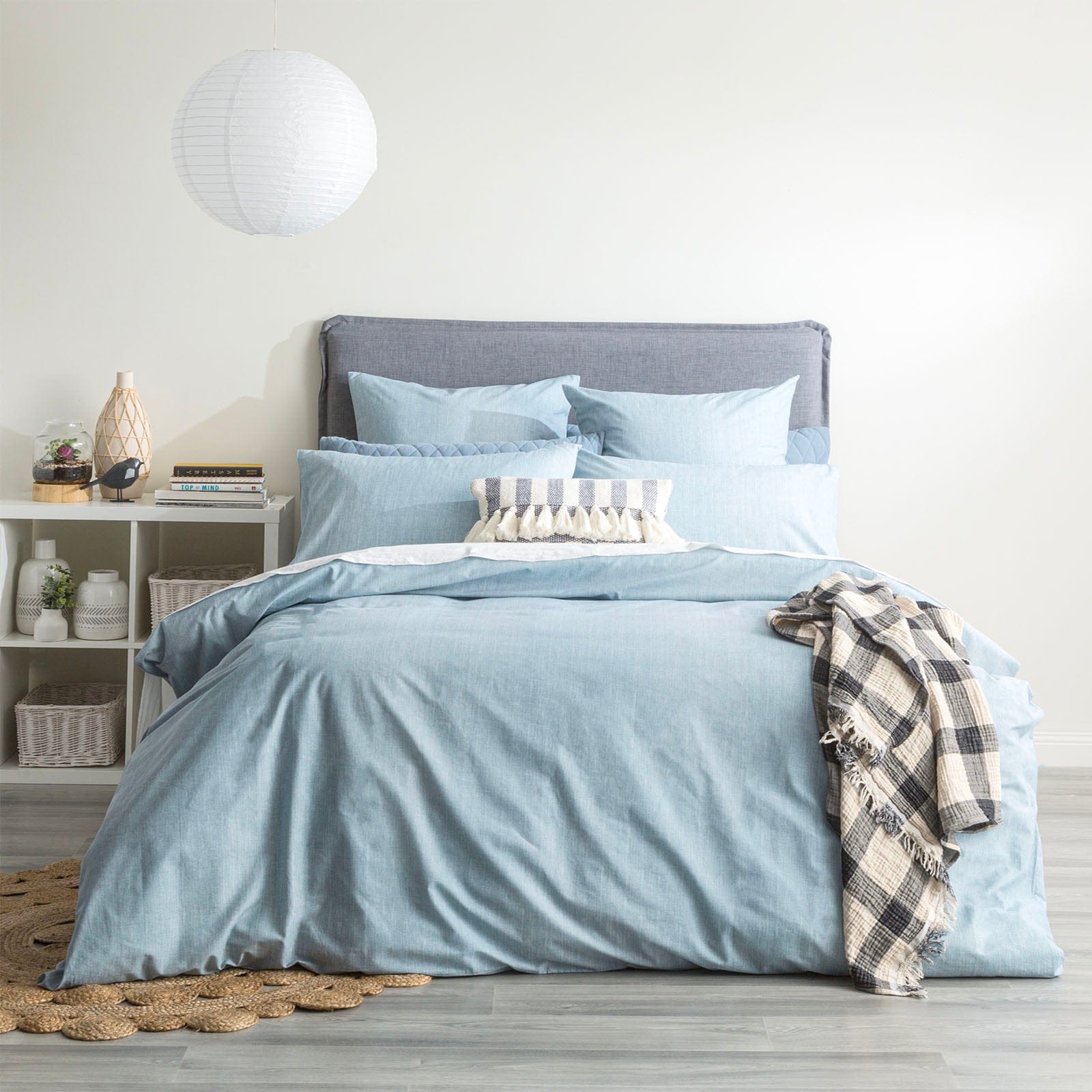 Renee Taylor Quilt Cover Chambray Washed Cotton Quilt cover Set - Aquatic