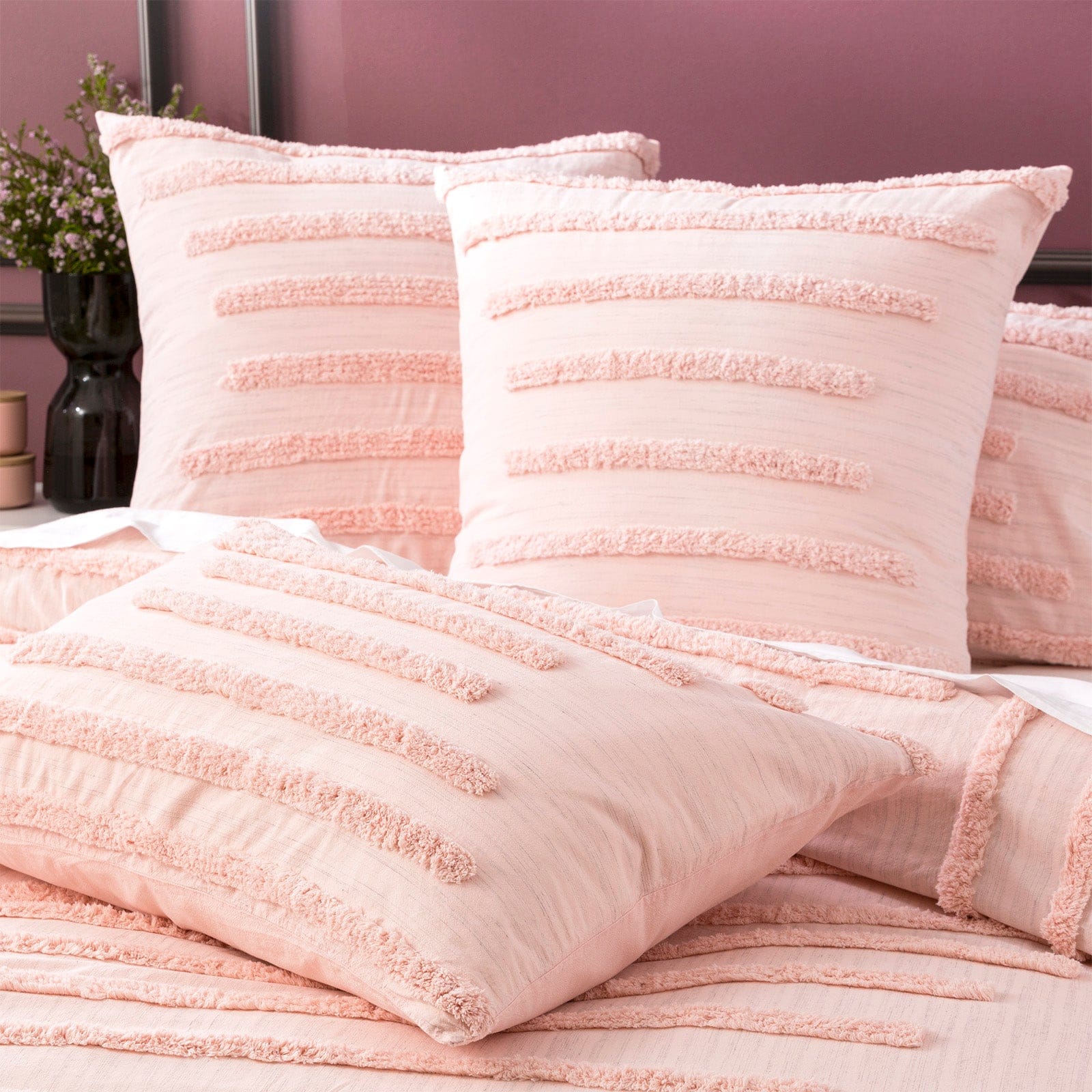 Renee Taylor Quilt Cover Classic Cotton Vintage washed Tufted Quilt Cover Set - Blush
