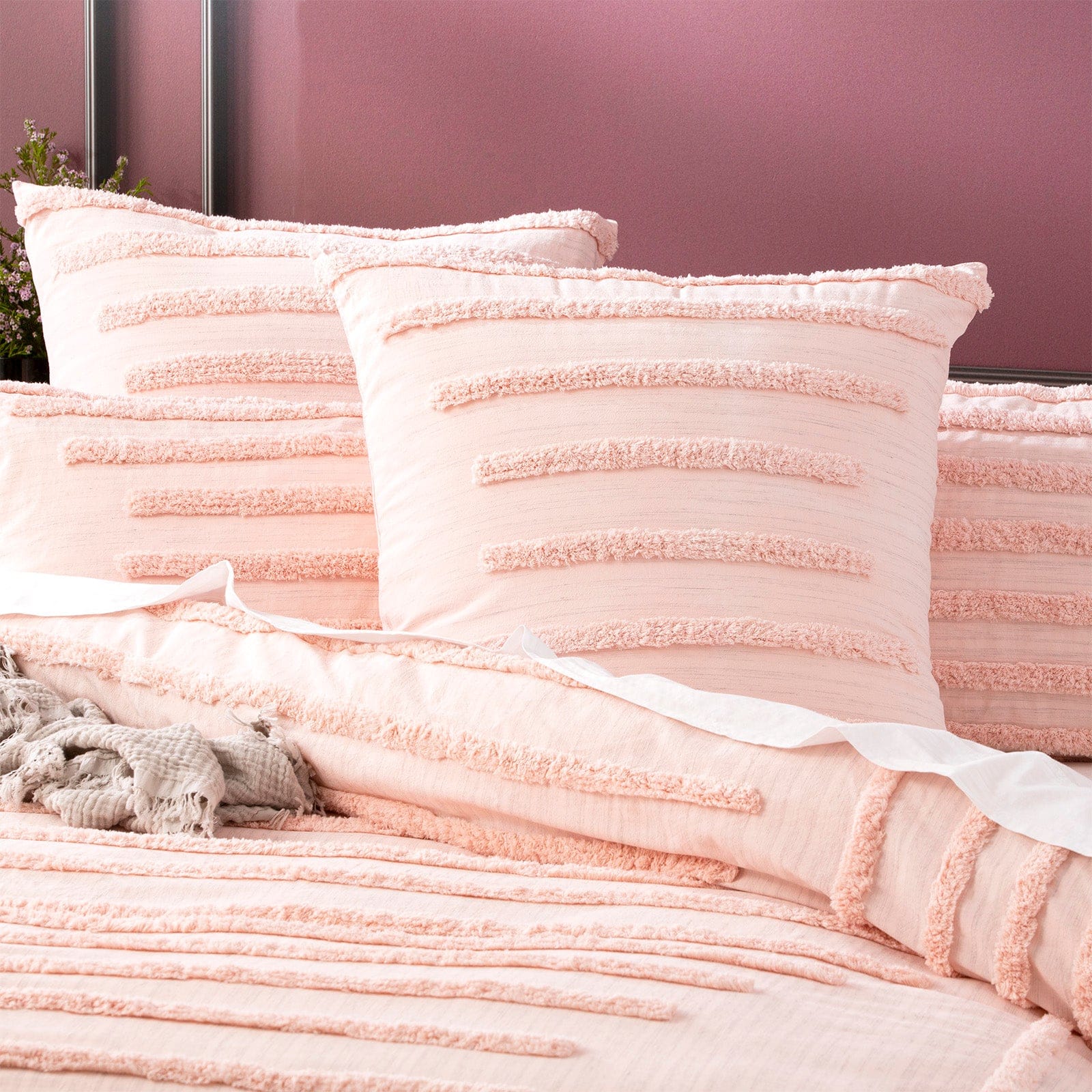 Renee Taylor Quilt Cover Classic Cotton Vintage washed Tufted Quilt Cover Set - Blush
