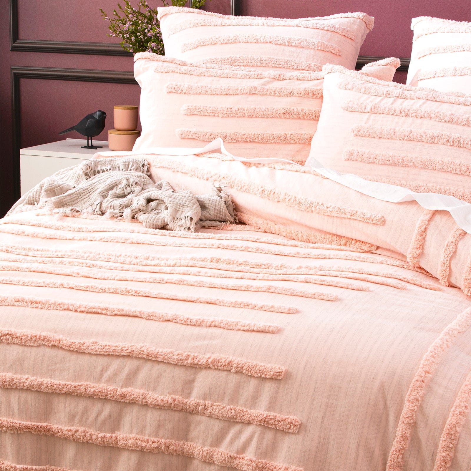Renee Taylor Quilt Cover Classic Cotton Vintage washed Tufted Quilt Cover Set - Blush