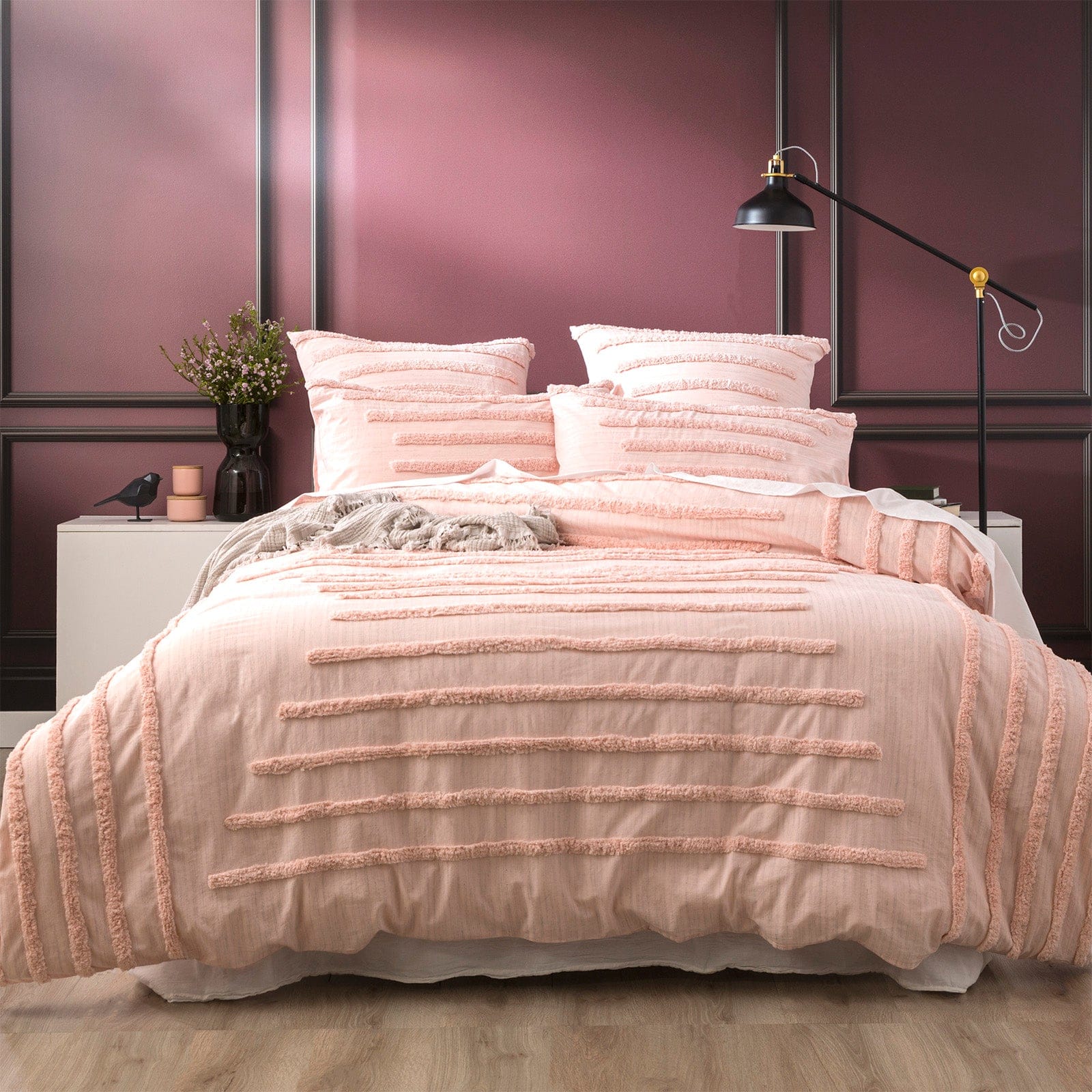 Renee Taylor Quilt Cover Classic Cotton Vintage washed Tufted Quilt Cover Set - Blush