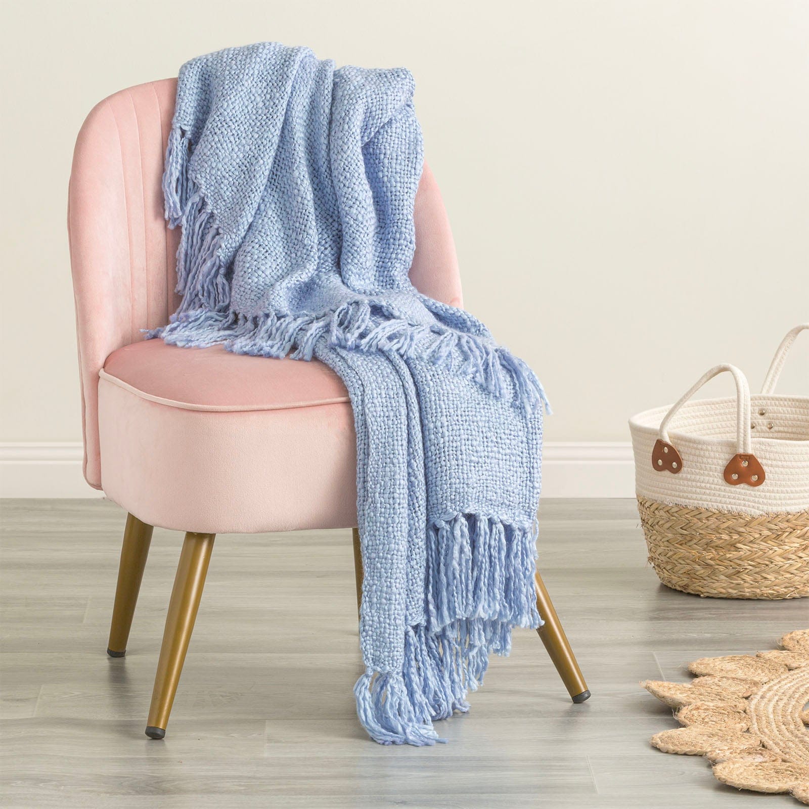 Renee Taylor Blanket Crystal 100% Acrylic Throw 130 x 170 Cms Blue