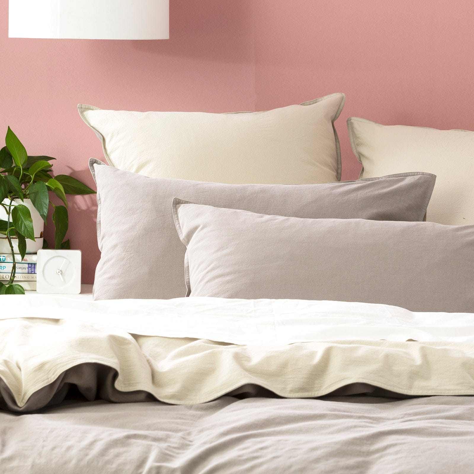 Renee Taylor Quilt Cover Essentials Vintage stone washed reversible Quilt Cover Set - Charcoal