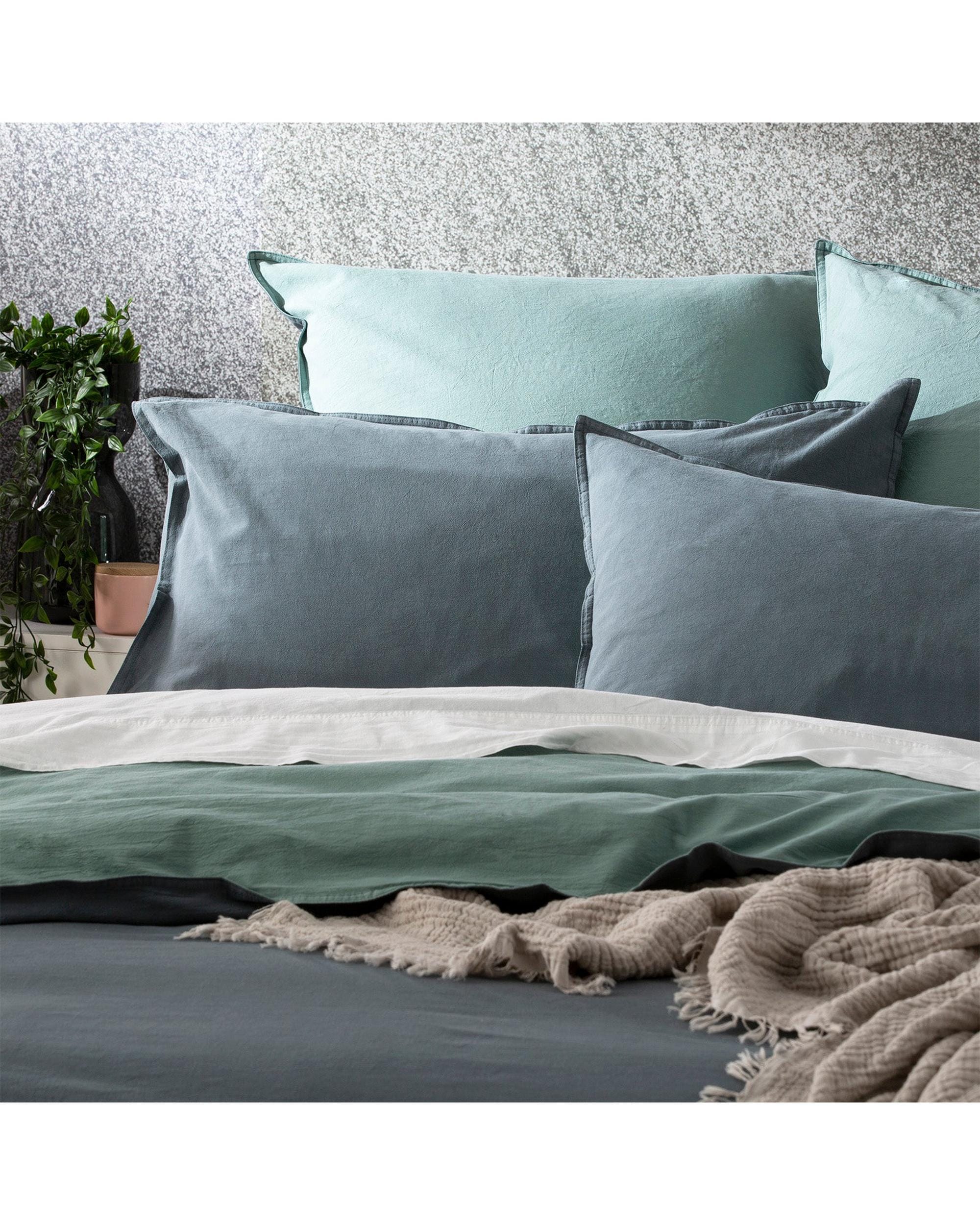 Renee Taylor Quilt Cover Essentials Vintage stone washed reversible Quilt Cover Set - Mineral