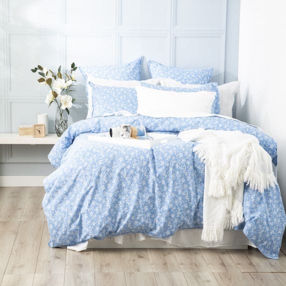Renee Taylor Quilt Cover European Vintage Washed Printed Cotton Quilt Cover Set - Ditsy Sky