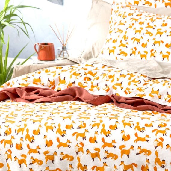 Renee Taylor Quilt Cover European Vintage Washed Printed Cotton Quilt Cover Set - Fox