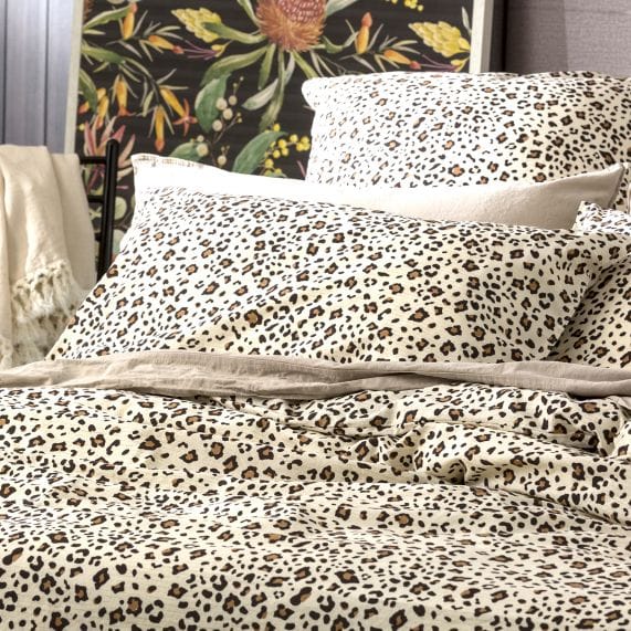 Renee Taylor Quilt Cover European Vintage Washed Printed Cotton Quilt Cover Set - Leopard