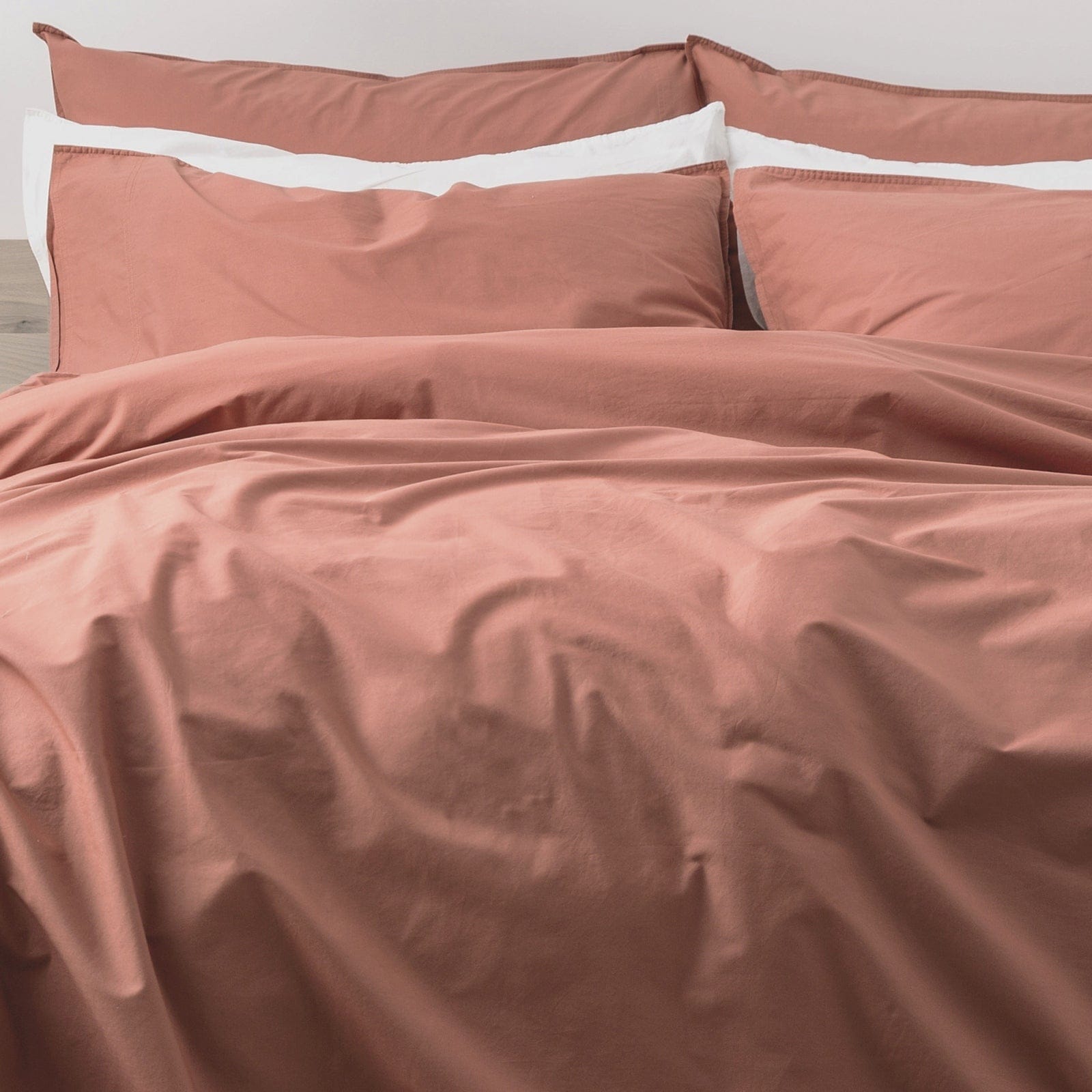 Renee Taylor Quilt Cover Helena Vintage Stone washed Quilt Cover Set - Redwood