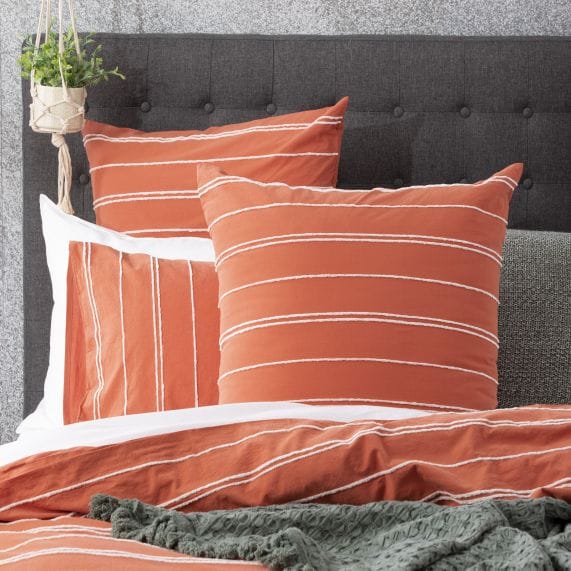 Renee Taylor Quilt Cover Hudson Vintage Washed Cotton Chenille Quilt Cover Set - Paprika