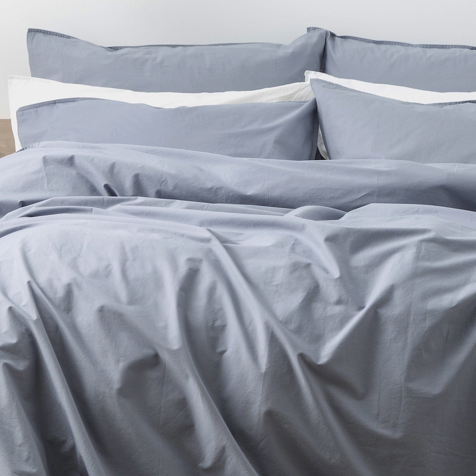 Renee Taylor Quilt Cover Lorimer 300TC Stone washed Quilt Cover Set - Celestial Blue