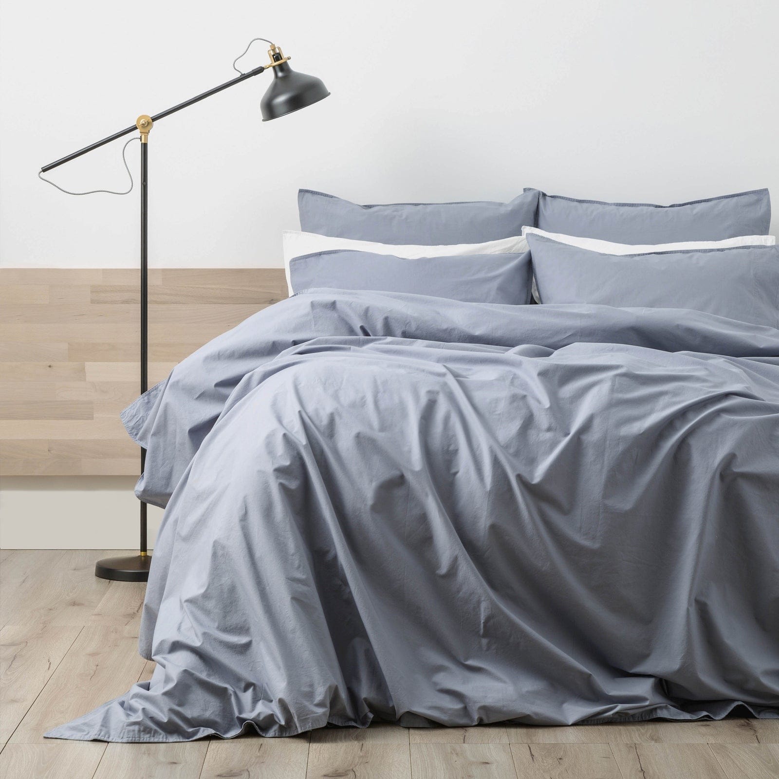 Renee Taylor Quilt Cover Lorimer 300TC Stone washed Quilt Cover Set - Celestial Blue