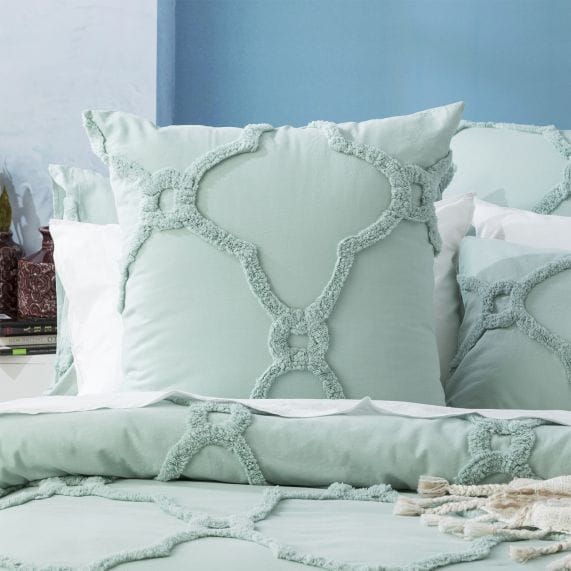 Renee Taylor Quilt Cover Moroccan Cotton Chenille Vintage Washed Tufted Quilt Cover Sets - Sage