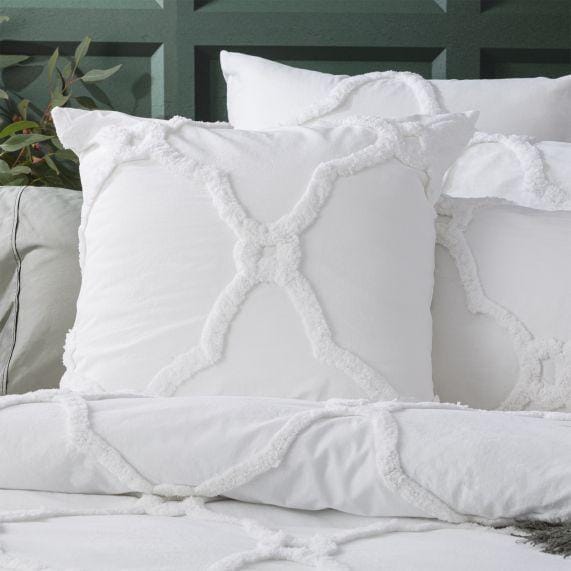 Renee Taylor Quilt Cover Moroccan Cotton Chenille Vintage Washed Tufted Quilt Cover Sets - White