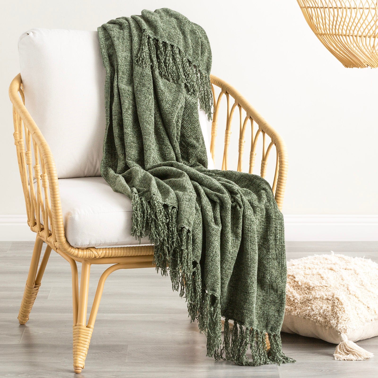 Renee Taylor Blanket Newland Polyester Chenille Throw 130 x 170 Cms Greenlake