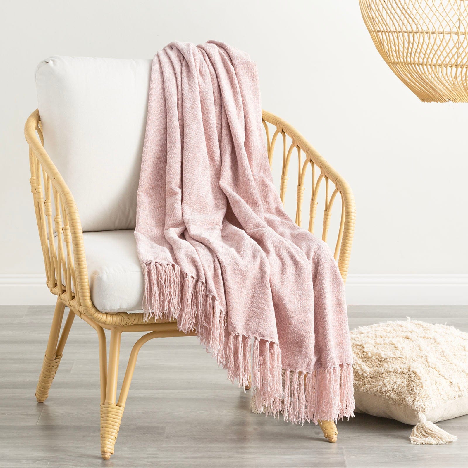 Renee Taylor Blanket Newland Polyester Chenille Throw 130 x 170 Cms Lotus