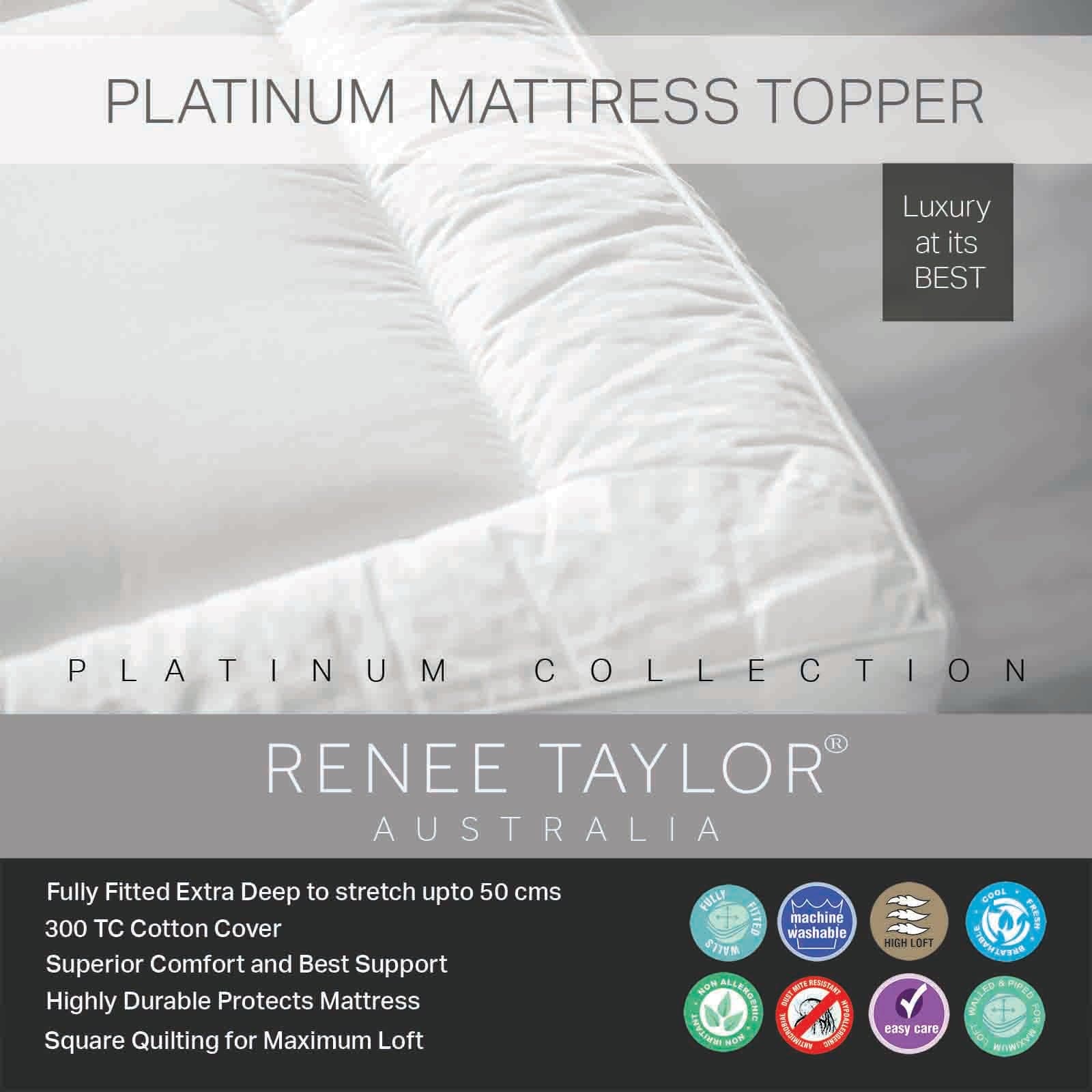 Renee Taylor Mattress Topper Platinum 1500 GSM High Loft Fully Fitted Mattress Topper