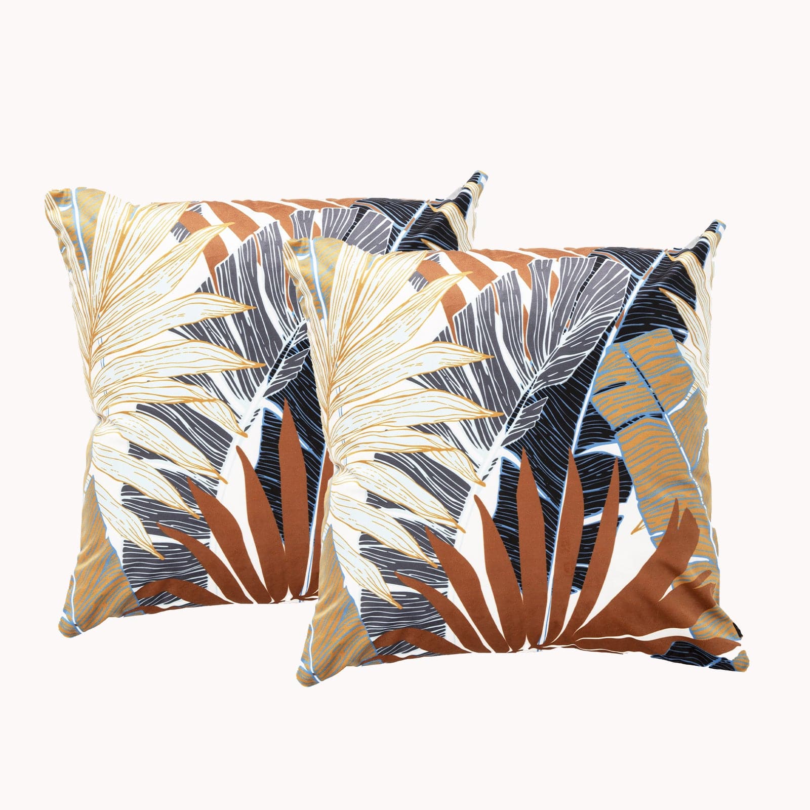 Renee Taylor Cushion Poly Velvet Printed Cushion filled 50 x 50 Cms  Foilage- Twin Pack