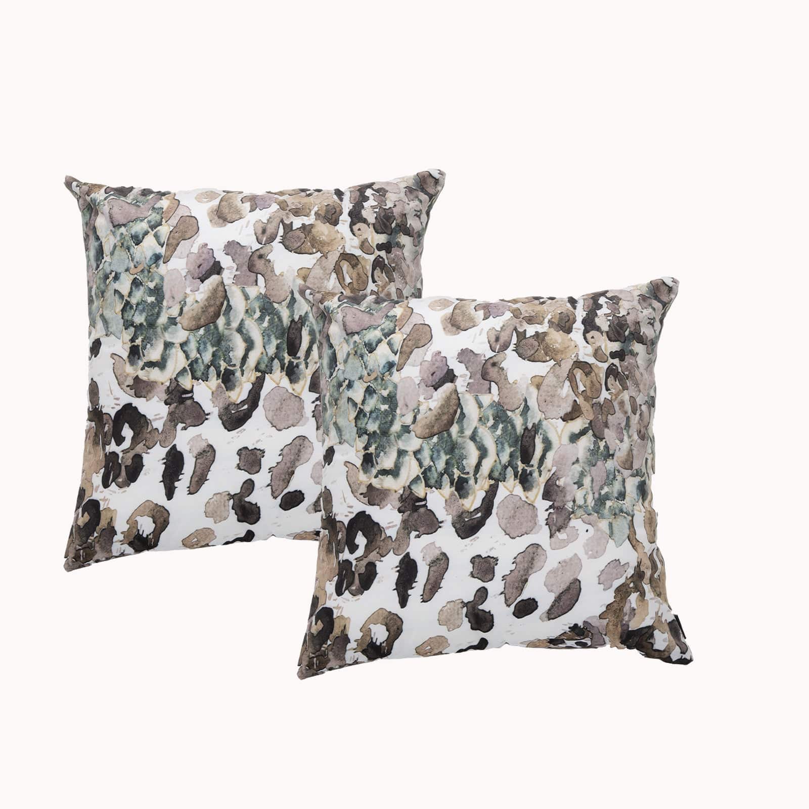 Renee Taylor Cushion Poly Velvet Printed Cushion filled 50 x 50 Cms  Leopard - Twin Pack