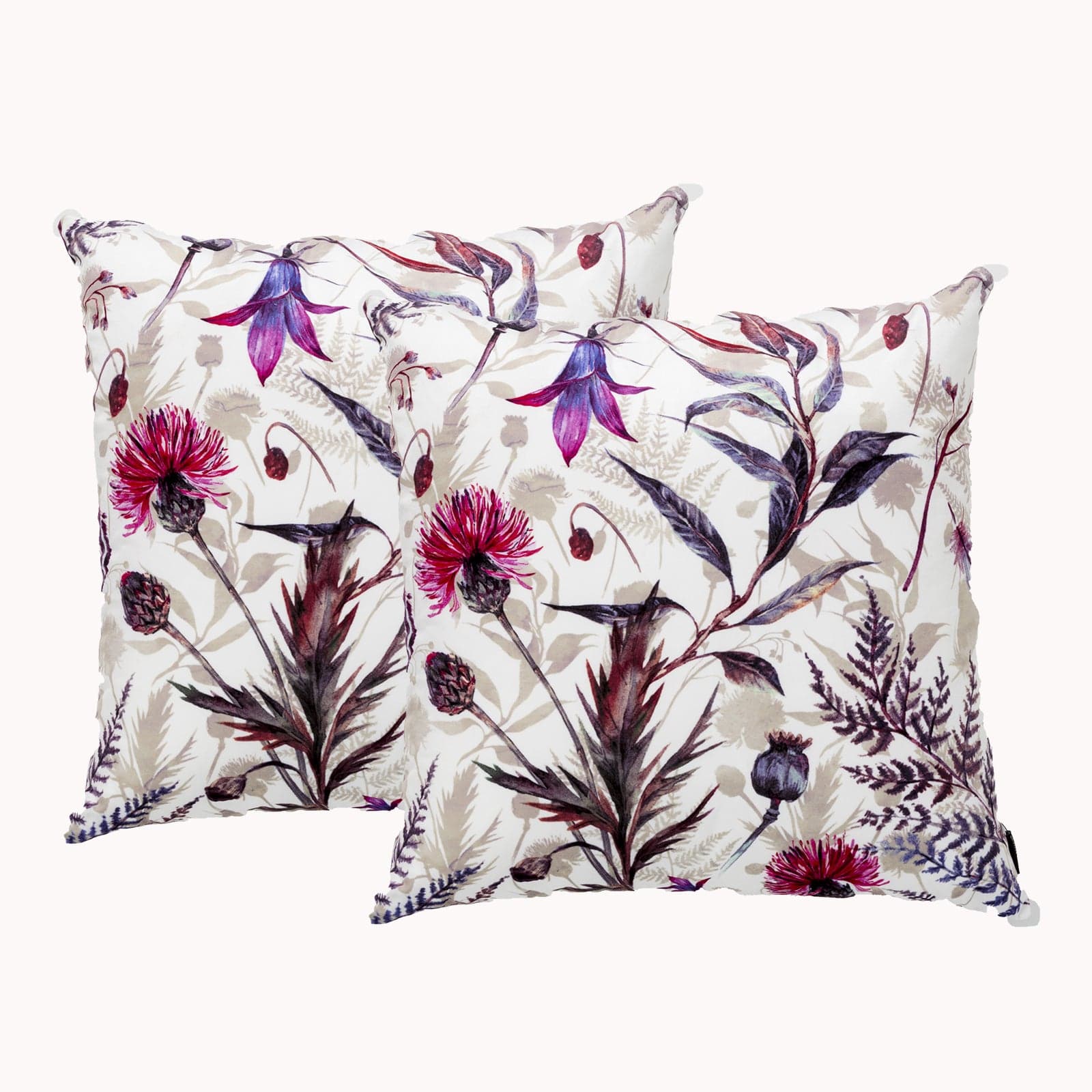 Renee Taylor Cushion Poly Velvet Printed Cushion filled 50 x 50 Cms  Meadow- Twin Pack