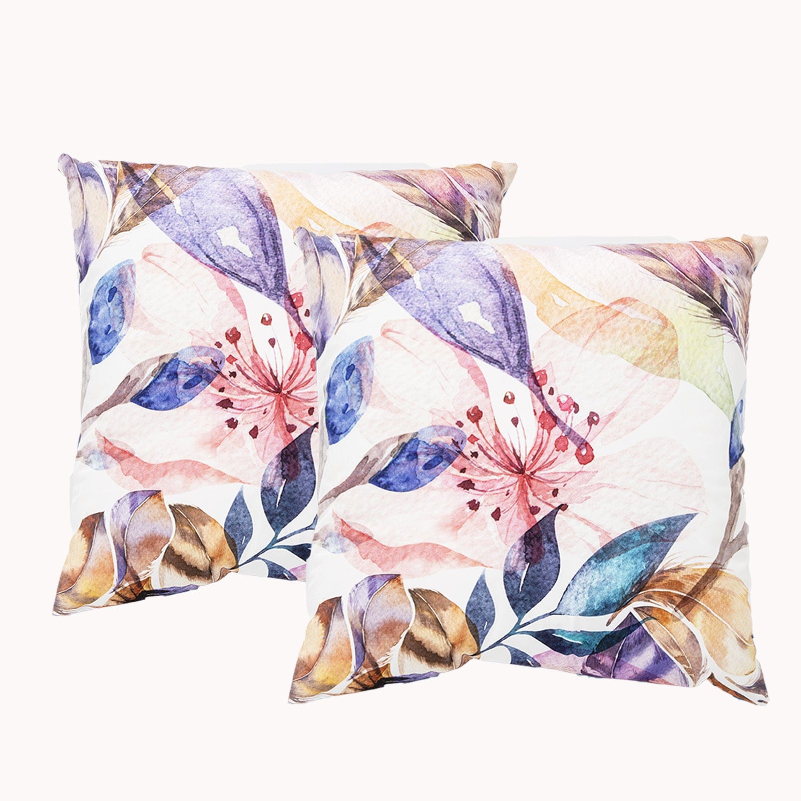 Renee Taylor Cushion Poly Velvet Printed Cushion filled 50 x 50 Cms  Panama Blush- Twin Pack