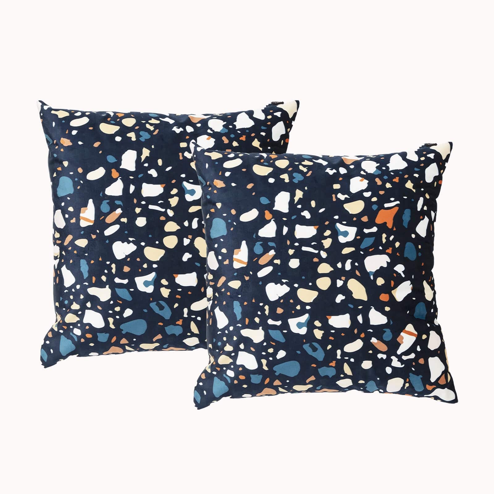 Renee Taylor Cushion Poly Velvet Printed Cushion filled 50 x 50 Cms  Terazzo- Twin Pack