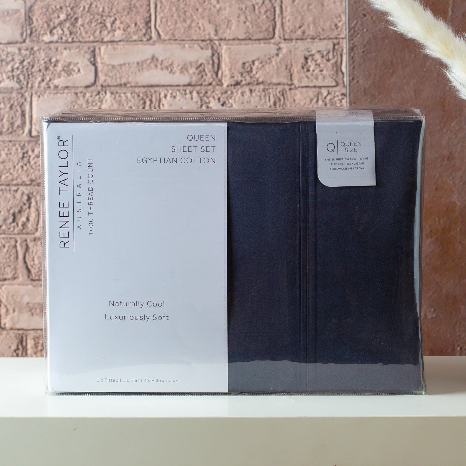 Renee Taylor Bed Sheets Premium 1000 Thread count Egyptian Cotton sheet Set - Charcoal
