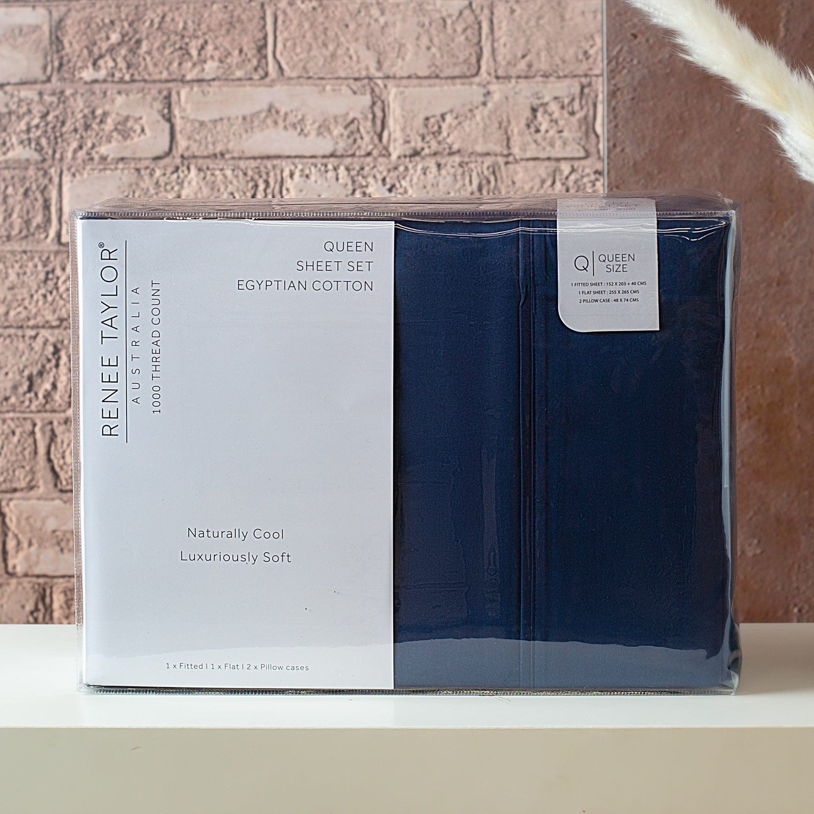 Renee Taylor Bed Sheets Premium 1000 Thread count Egyptian Cotton sheet Set - Indigo