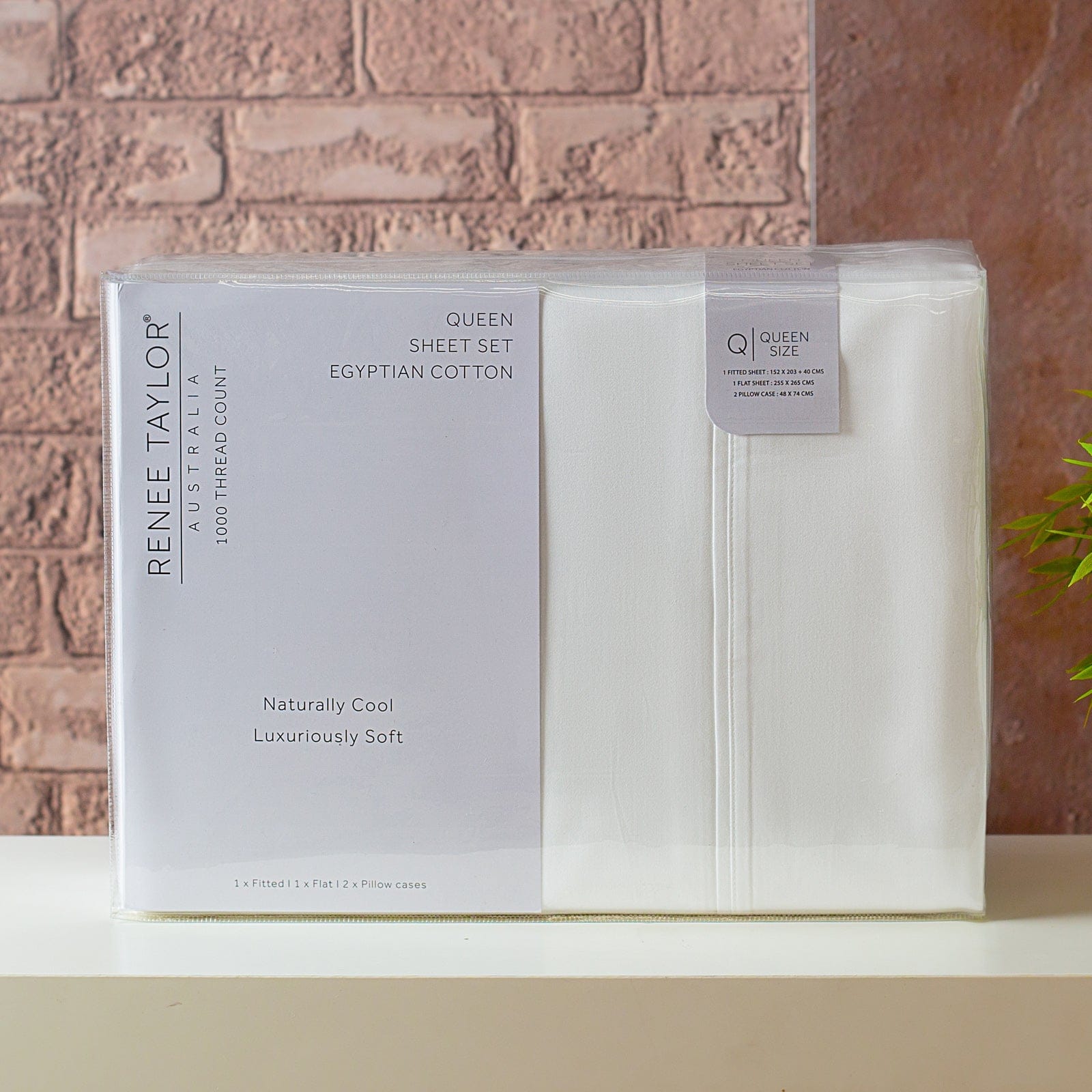 Renee Taylor Bed Sheets Premium 1000 Thread count Egyptian Cotton sheet Set - White