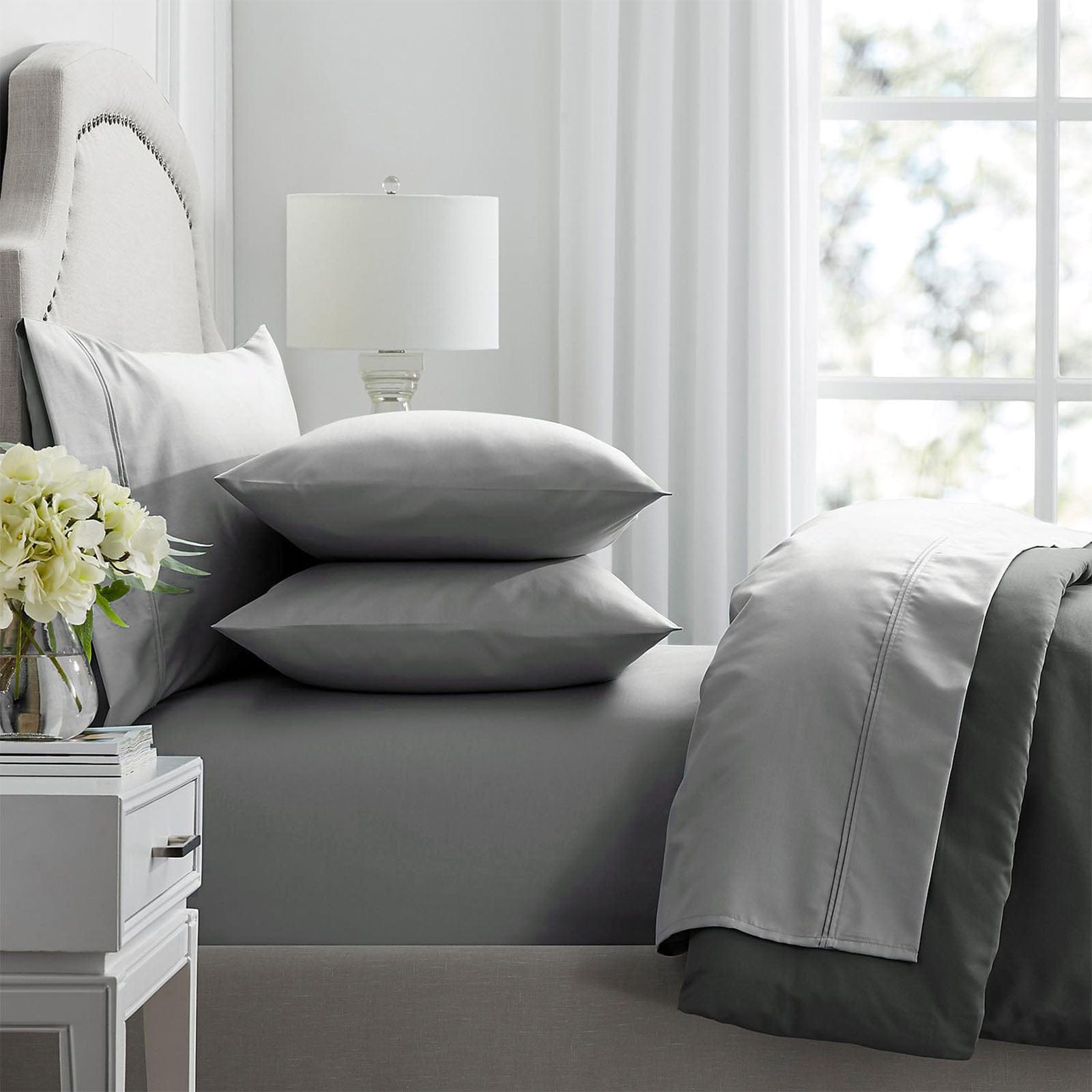 Renee Taylor Bed Sheets Premium 1000 Thread count Egyptian Cotton sheet sets - Graphite