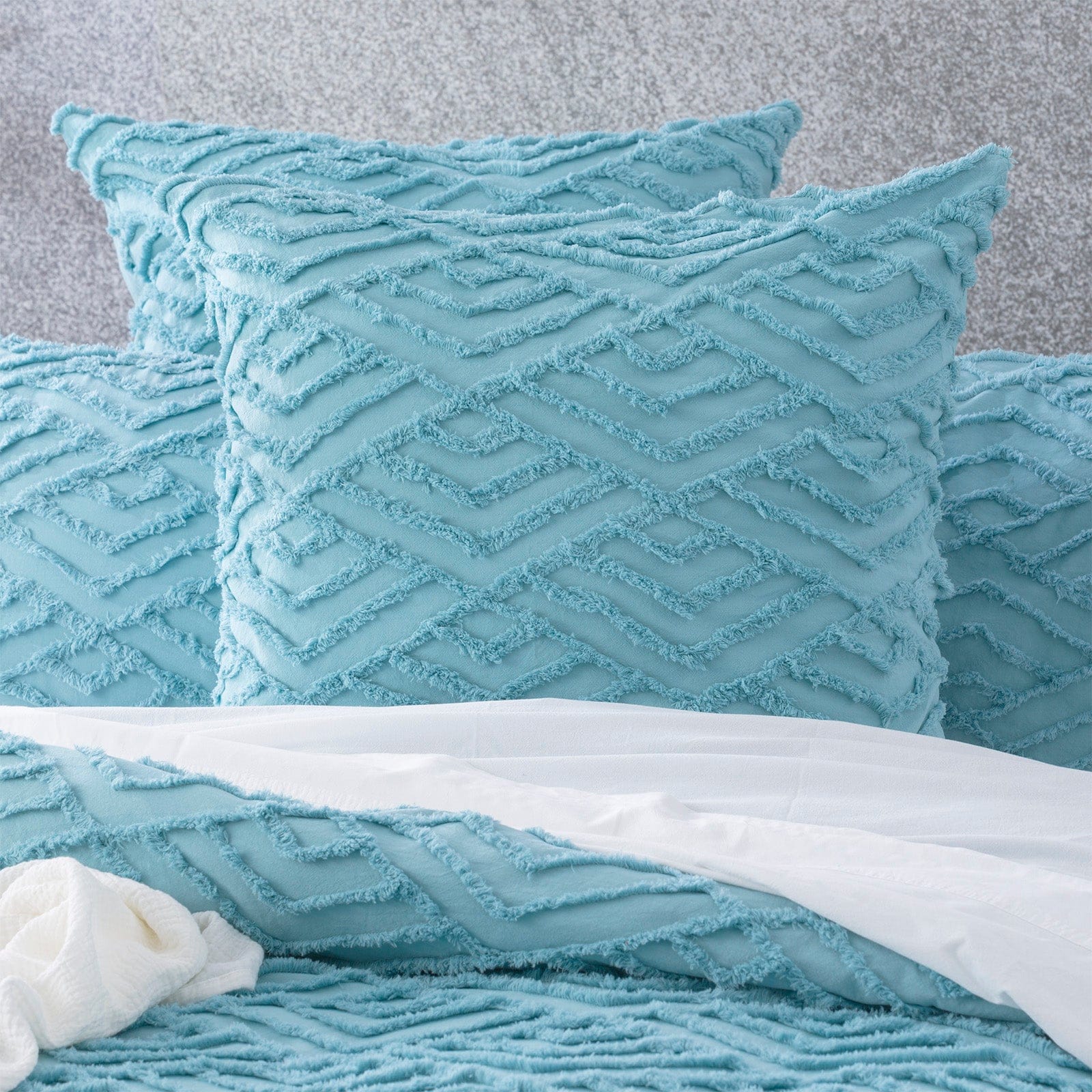 Revive Living Quilt Cover Revive Living Chevvy 100% Cotton Chenille Vintage Washed Tufted Quilt Cover Set - Aqua