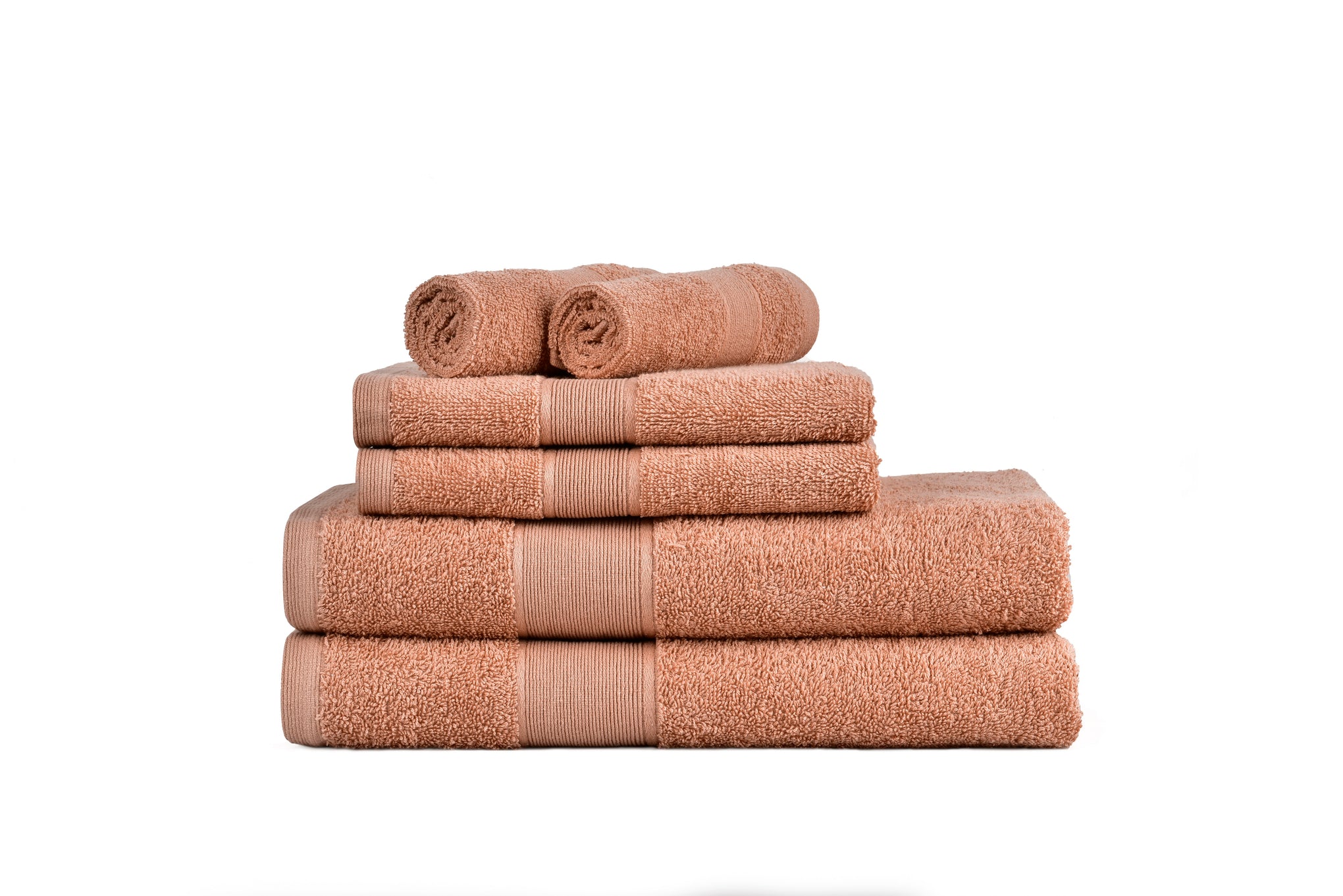Amelia 500GSM 100% Cotton Towel Set -Single Ply carded 6 Pieces -Dusty Coral Amelia