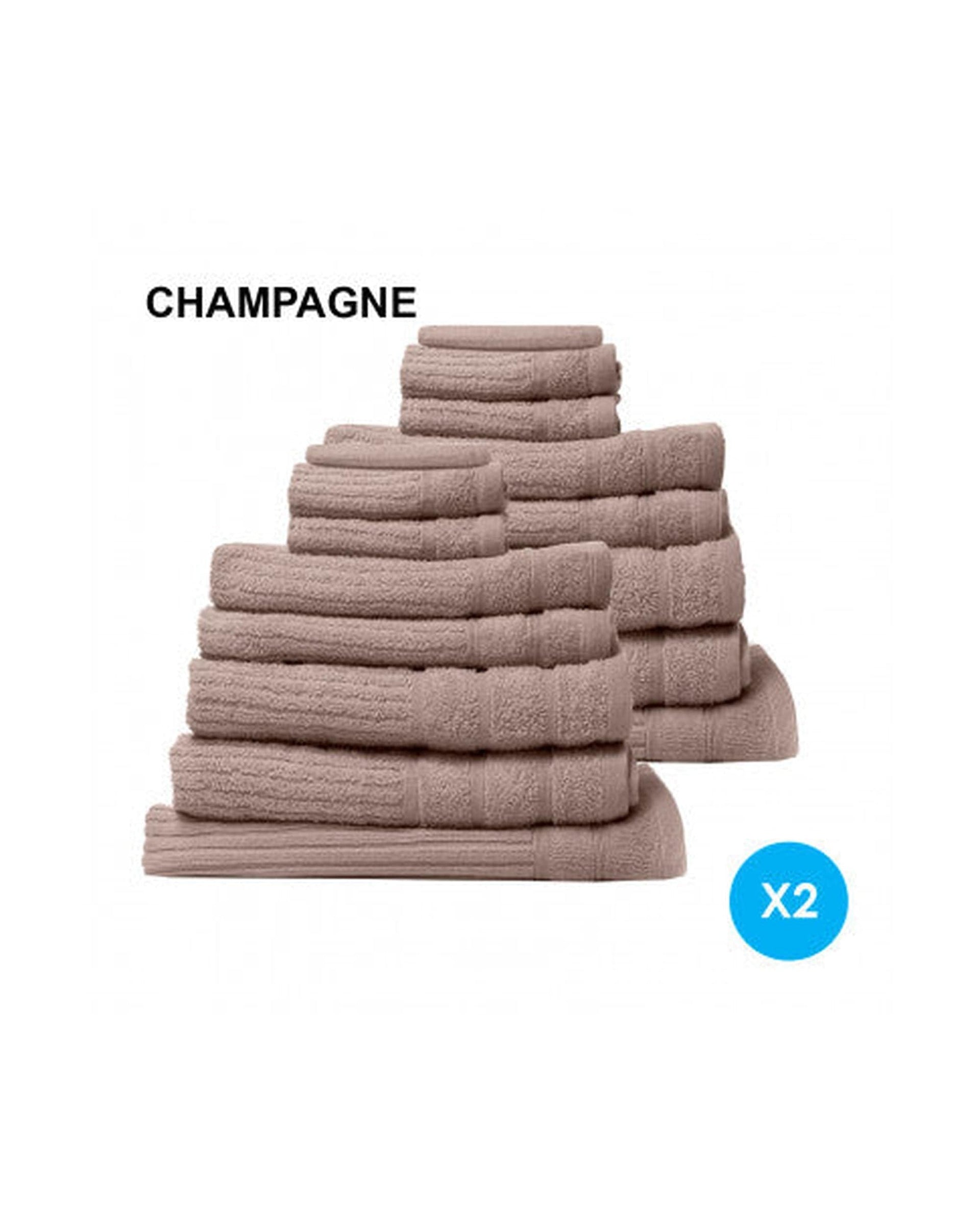 Royal Comfort Bathroom Towel Sets Champagne Royal Comfort 16 Piece Egyptian Cotton Eden Towel Set 600GSM