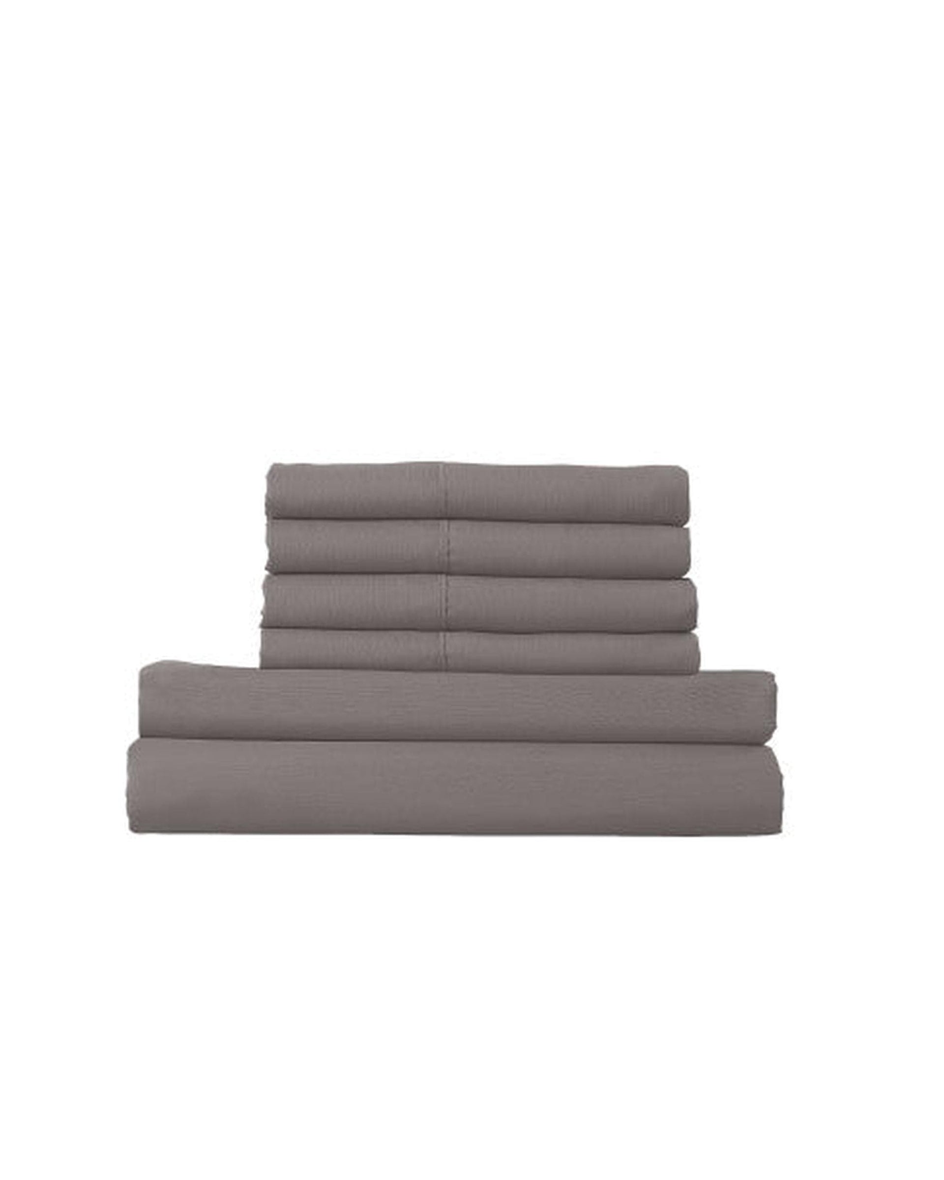 Royal Comfort Quilt Cover Royal Comfort 1500 Thread Count 6 Piece Cotton Rich Bedroom Collection Set - GREY
