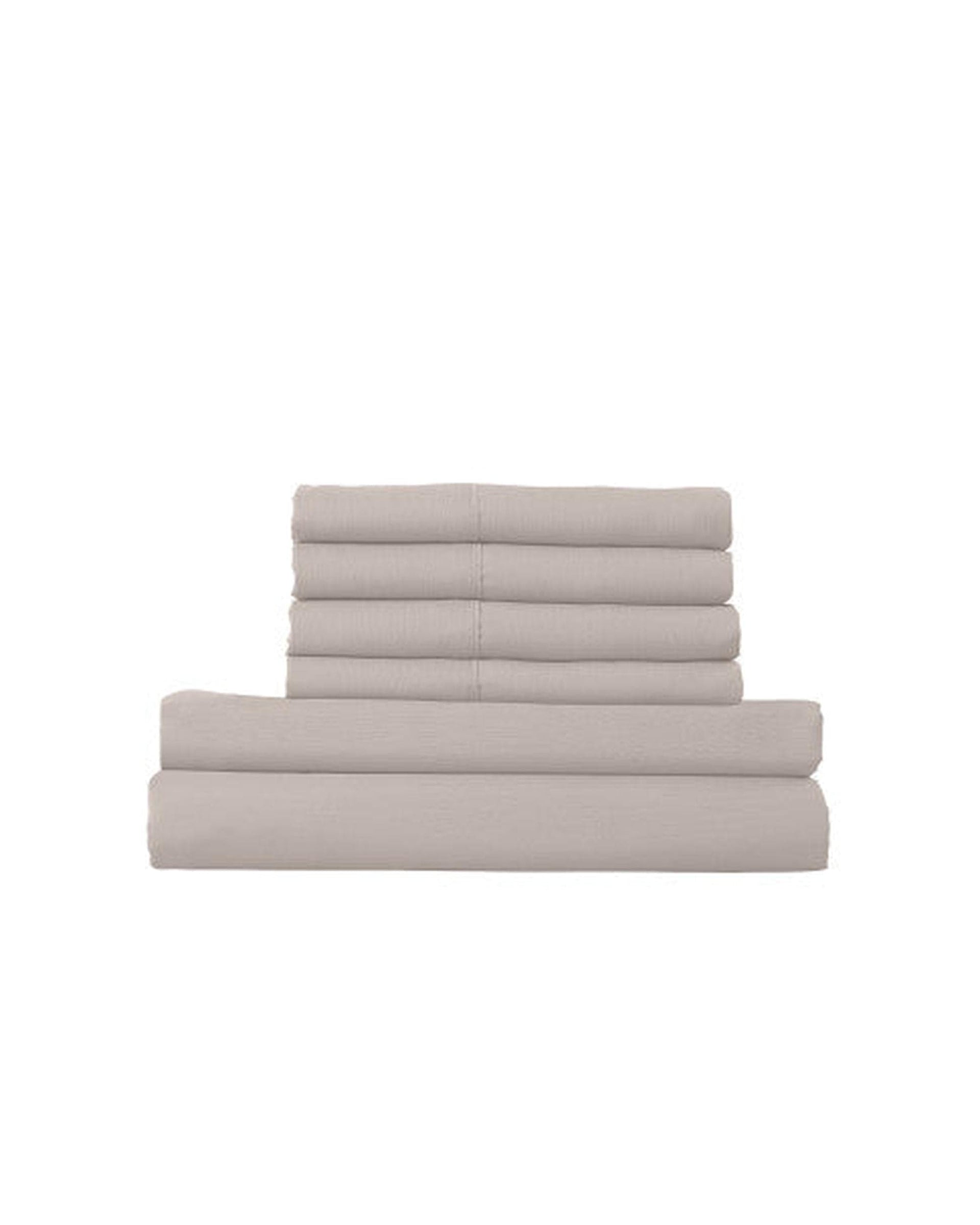 Royal Comfort Quilt Cover Royal Comfort 1500 Thread Count 6 Piece Cotton Rich Bedroom Collection Set - STONE