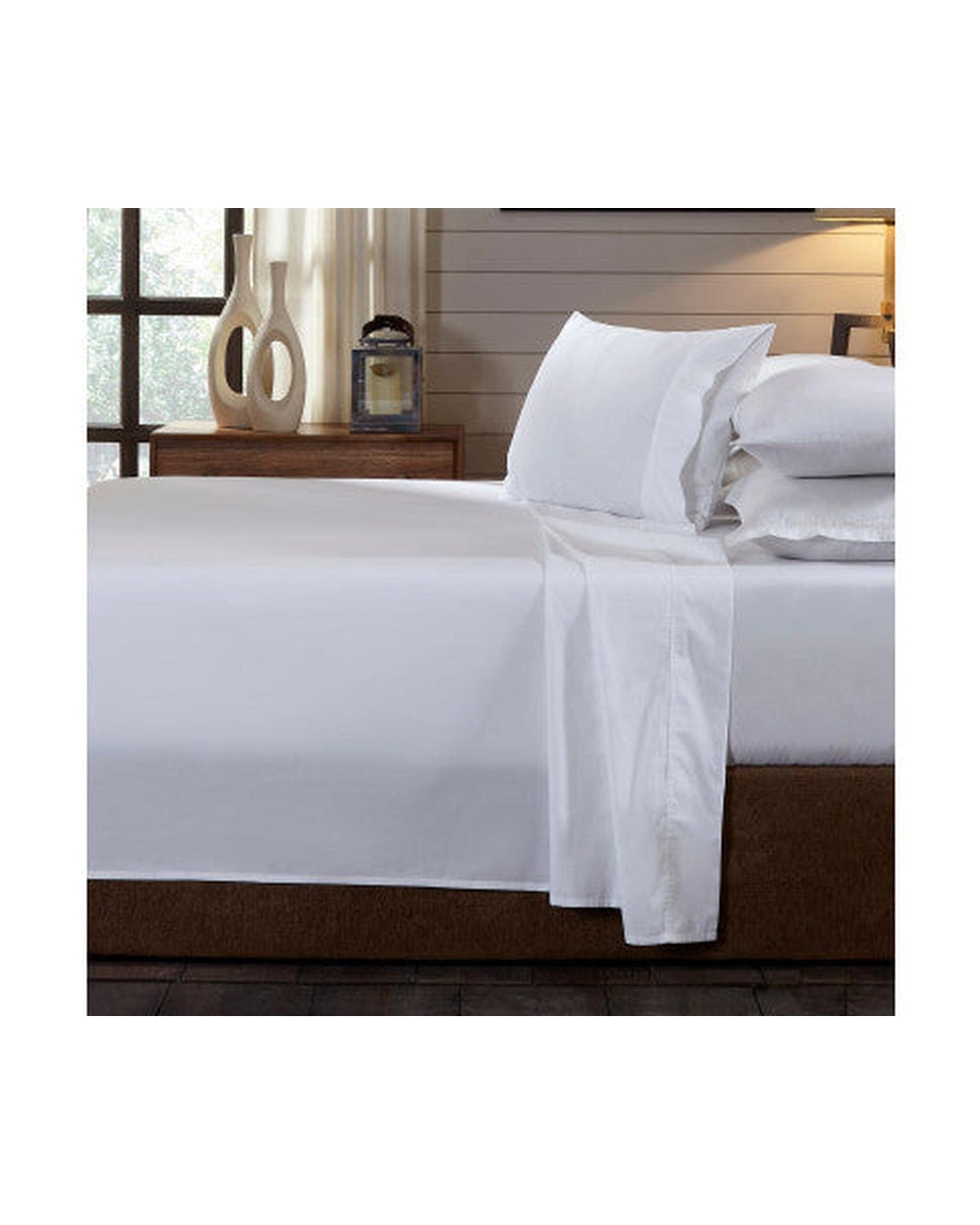 Royal Comfort Bed Sheets Royal Comfort 250TC Organic 100% Cotton Sheet Set 4 Piece Luxury Hotel Style - WHITE