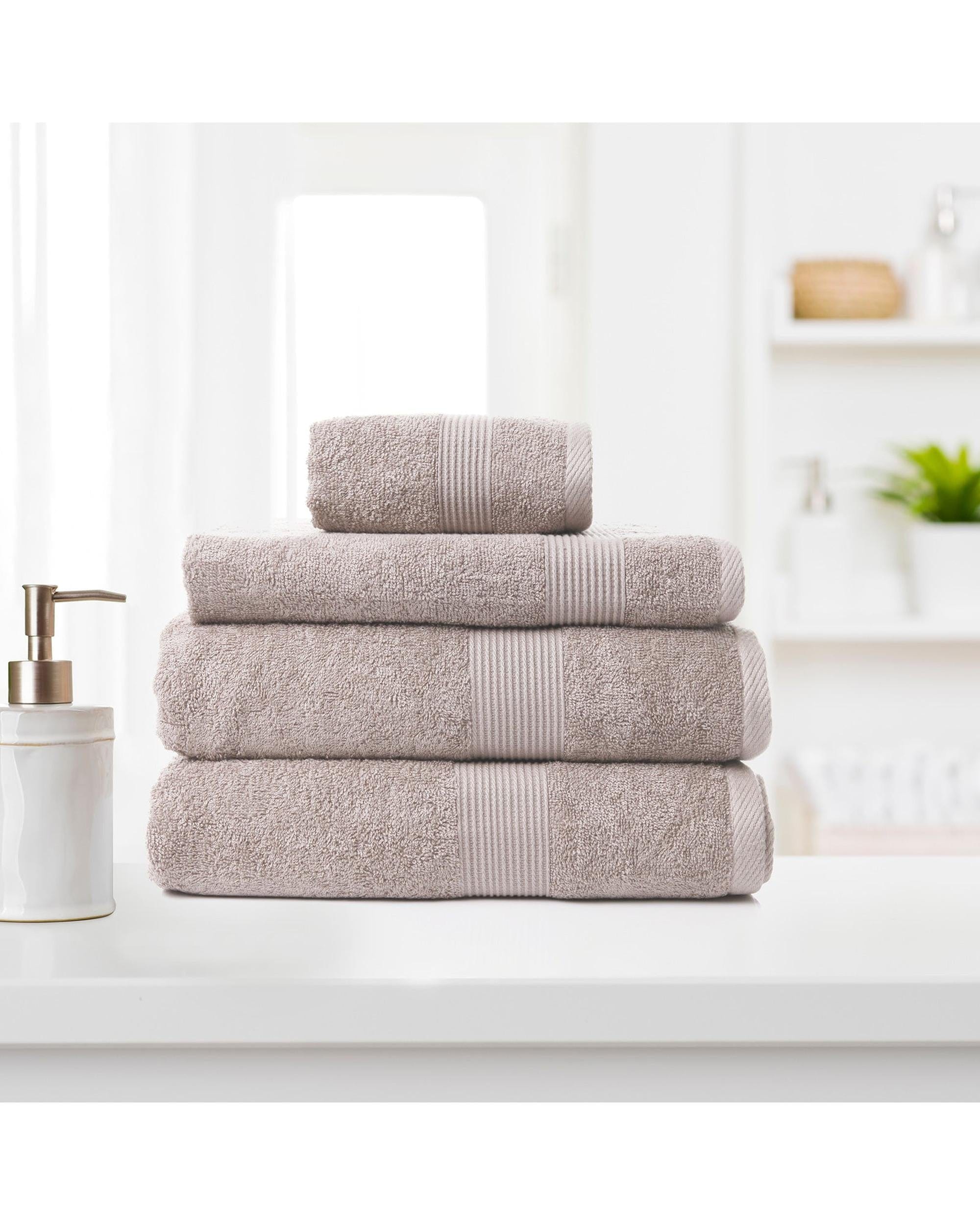 Royal Comfort Bathroom Towel Sets Royal Comfort 4 Piece Cotton Bamboo Towel Set 450GSM Luxurious Absorbent Plush  Champagne