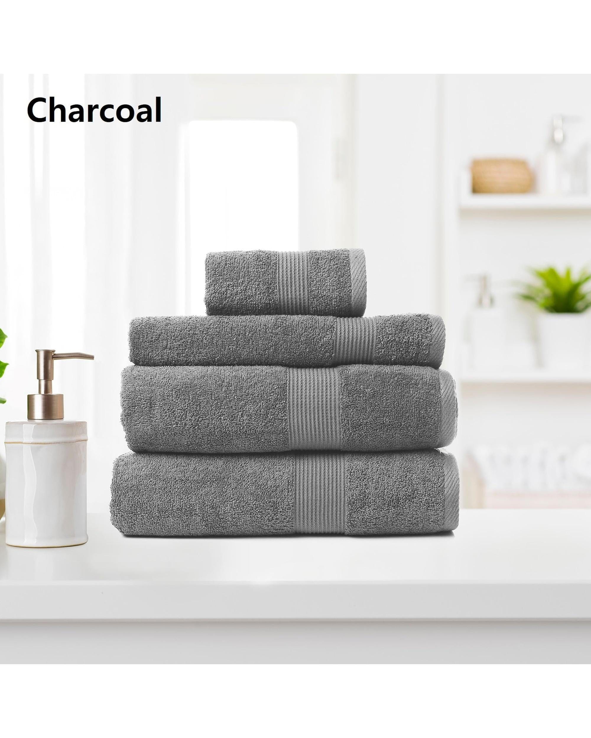 Royal Comfort Bathroom Towel Sets Royal Comfort 4 Piece Cotton Bamboo Towel Set 450GSM Luxurious Absorbent Plush  Charcoal