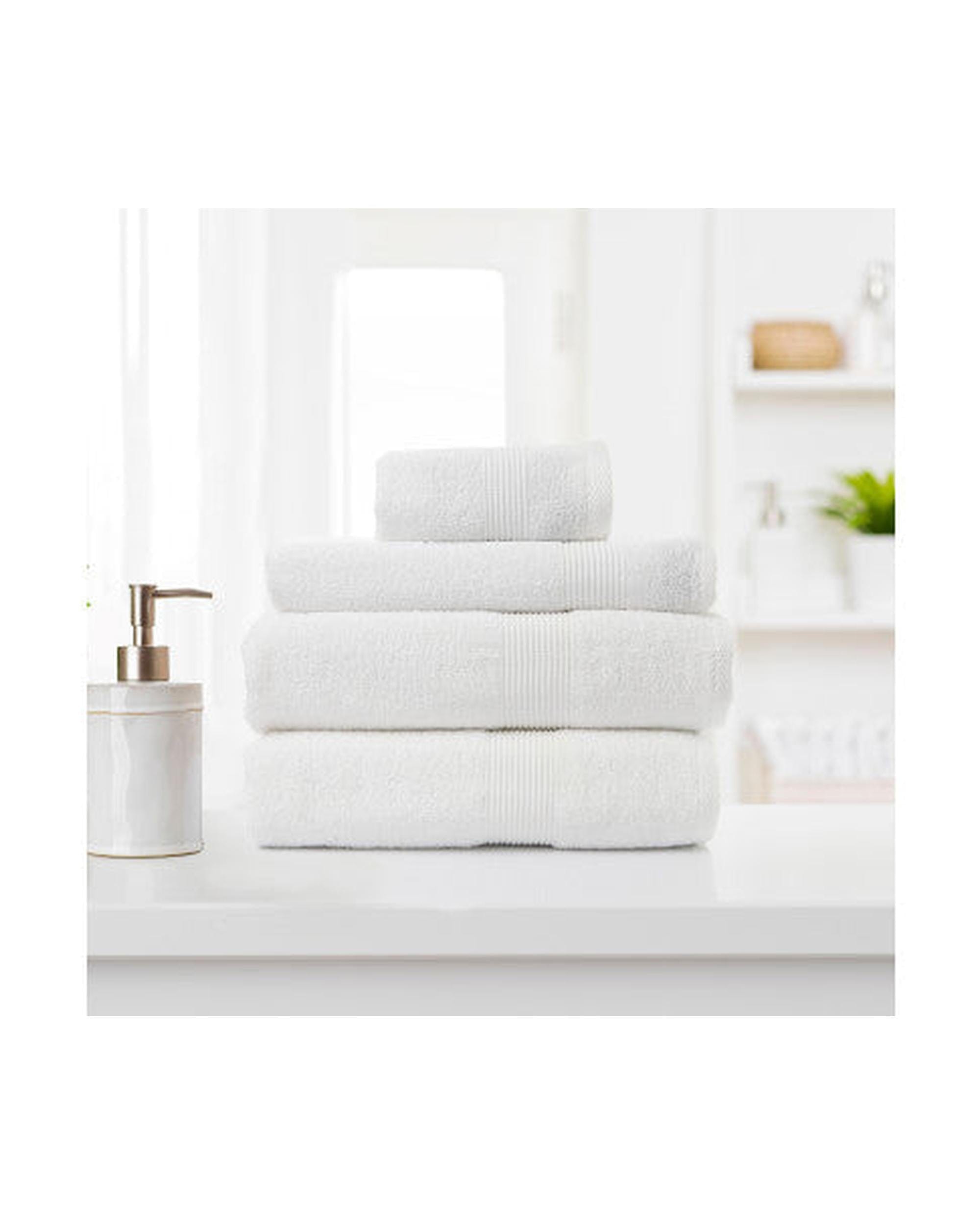 Royal Comfort Bathroom Towel Sets Royal Comfort 4 Piece Cotton Bamboo Towel Set 450GSM Luxurious Absorbent Plush White