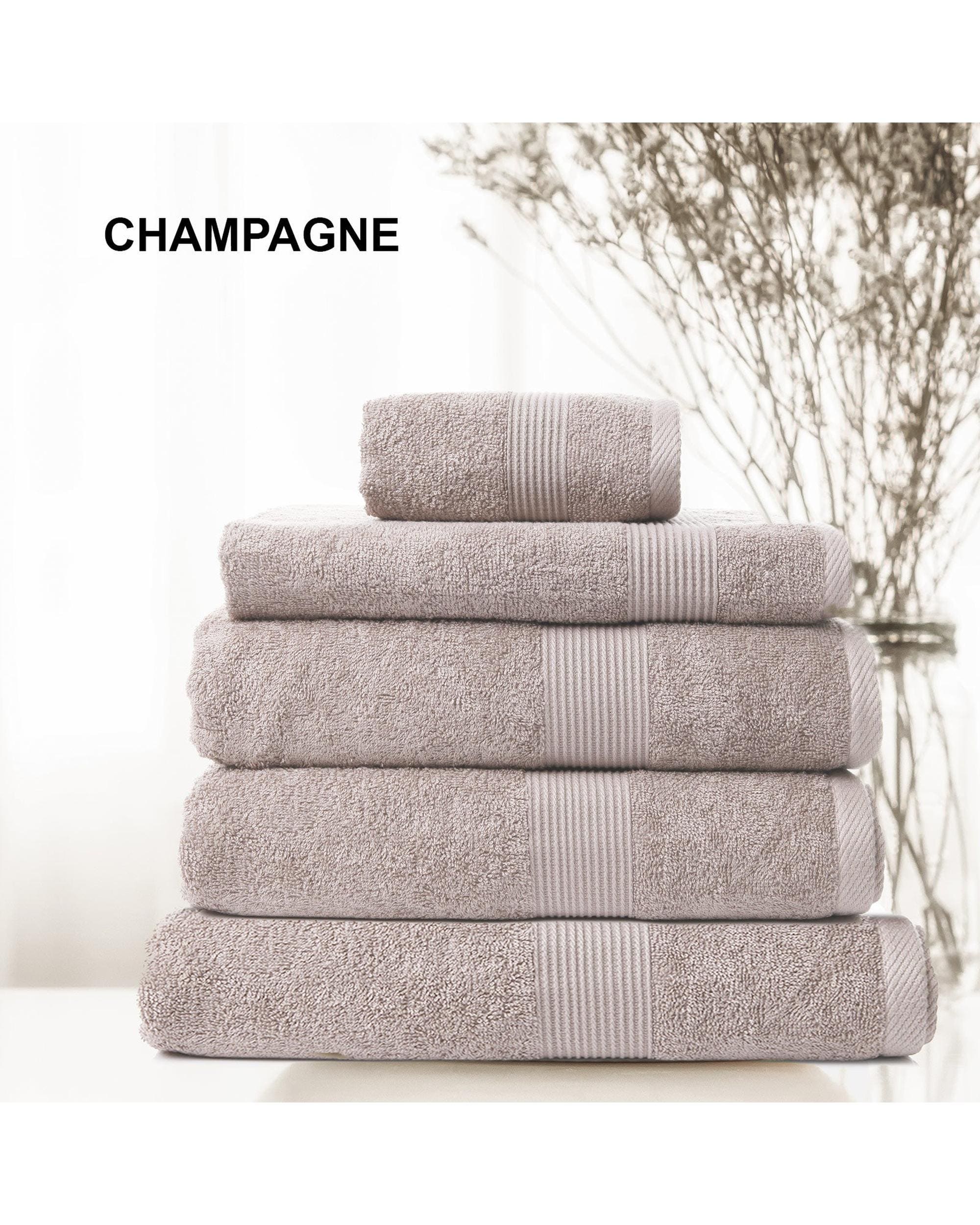 Royal Comfort Bathroom Towel Sets Royal Comfort 5 Piece Cotton Bamboo Towel Set 450GSM Luxurious Absorbent Plush  Champagne