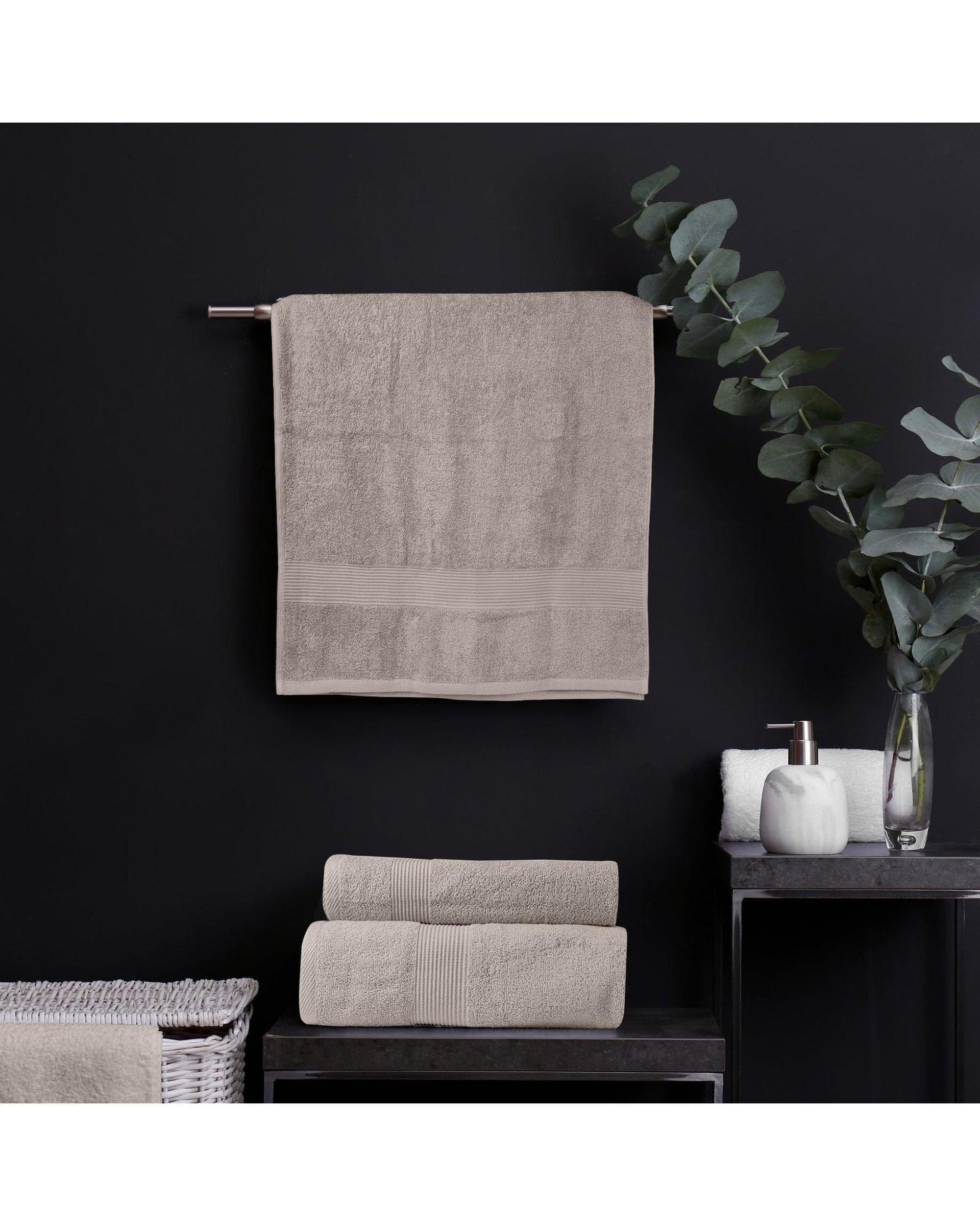Royal Comfort Bathroom Towel Sets Royal Comfort 5 Piece Cotton Bamboo Towel Set 450GSM Luxurious Absorbent Plush  Champagne