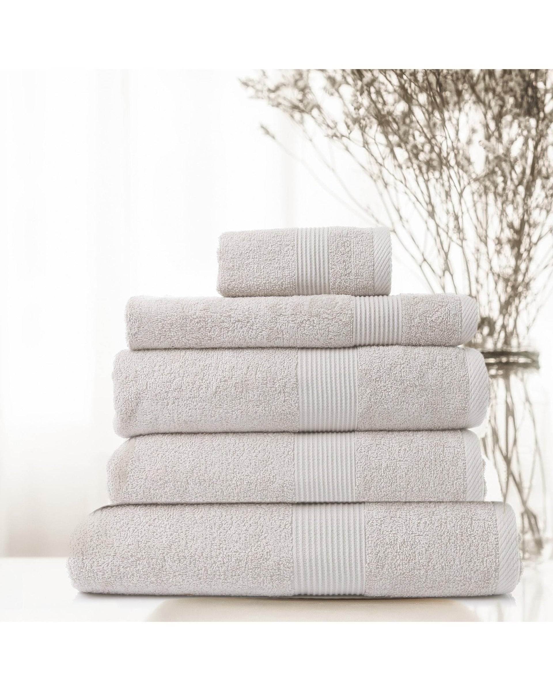 Royal Comfort Bathroom Towel Sets Royal Comfort 5 Piece Cotton Bamboo Towel Set 450GSM Luxurious Absorbent Plush  Sea Holly