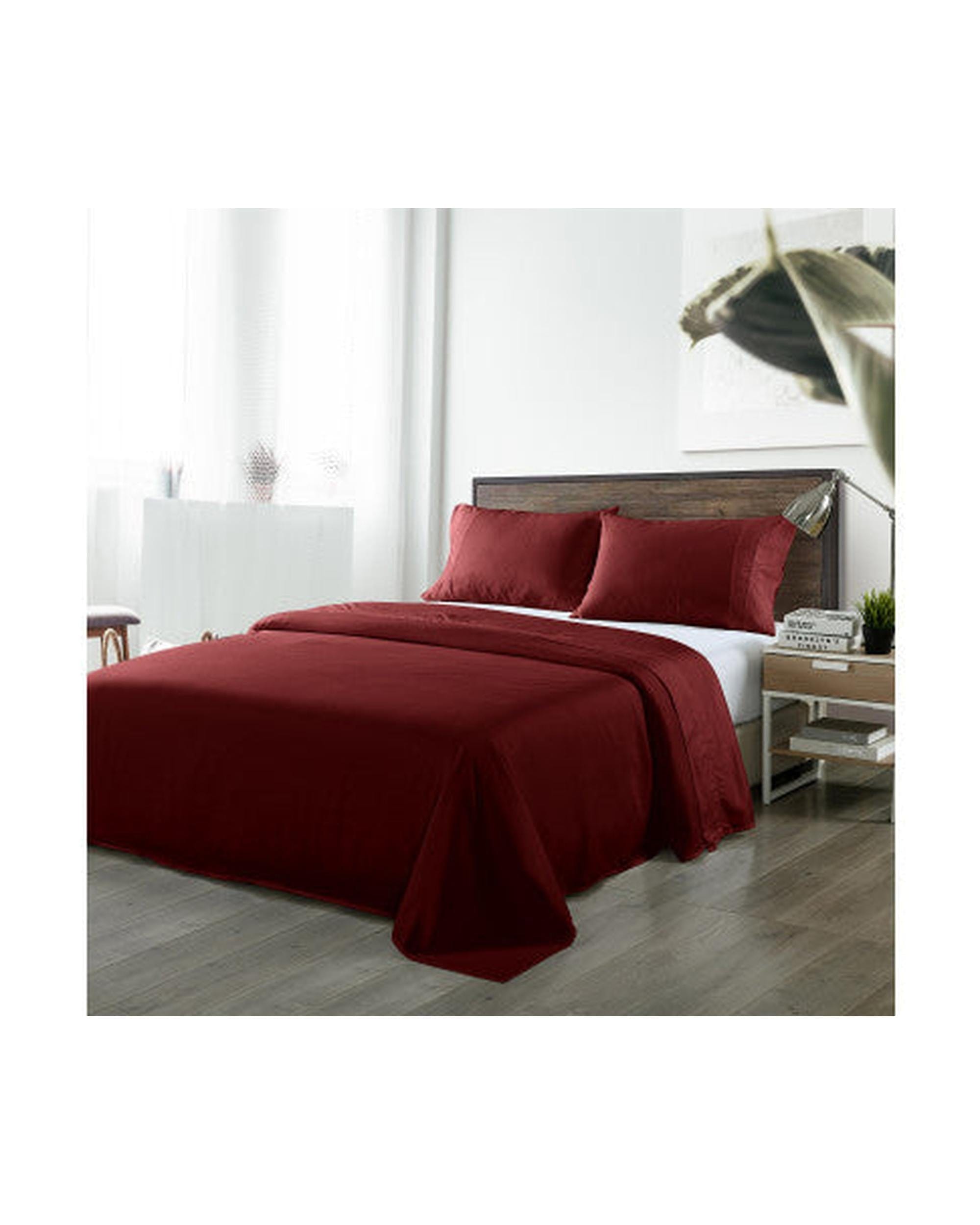Royal Comfort Bed Sheets Royal Comfort Bamboo Blended Sheet & Pillowcases Set 1000TC Ultra Soft Bedding - MALAGA WINE